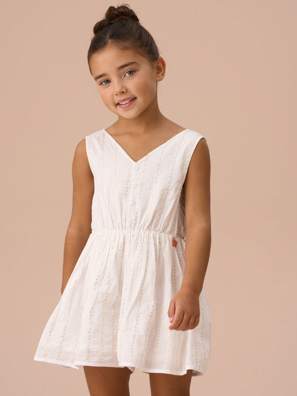 Angel & Rocket White Valentina Sequin Broderie 100% Cotton Playsuit