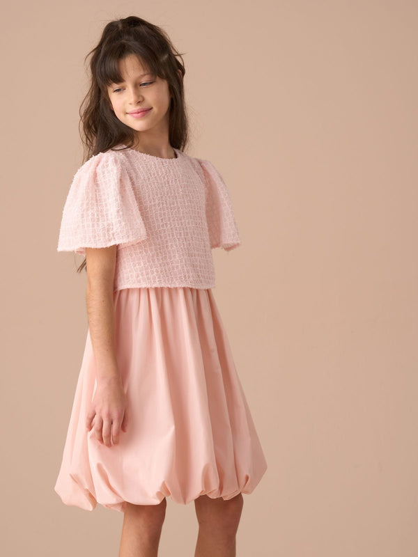 Angel & Rocket Pink Ottilie Puff Ball Angel Sleeve Dress