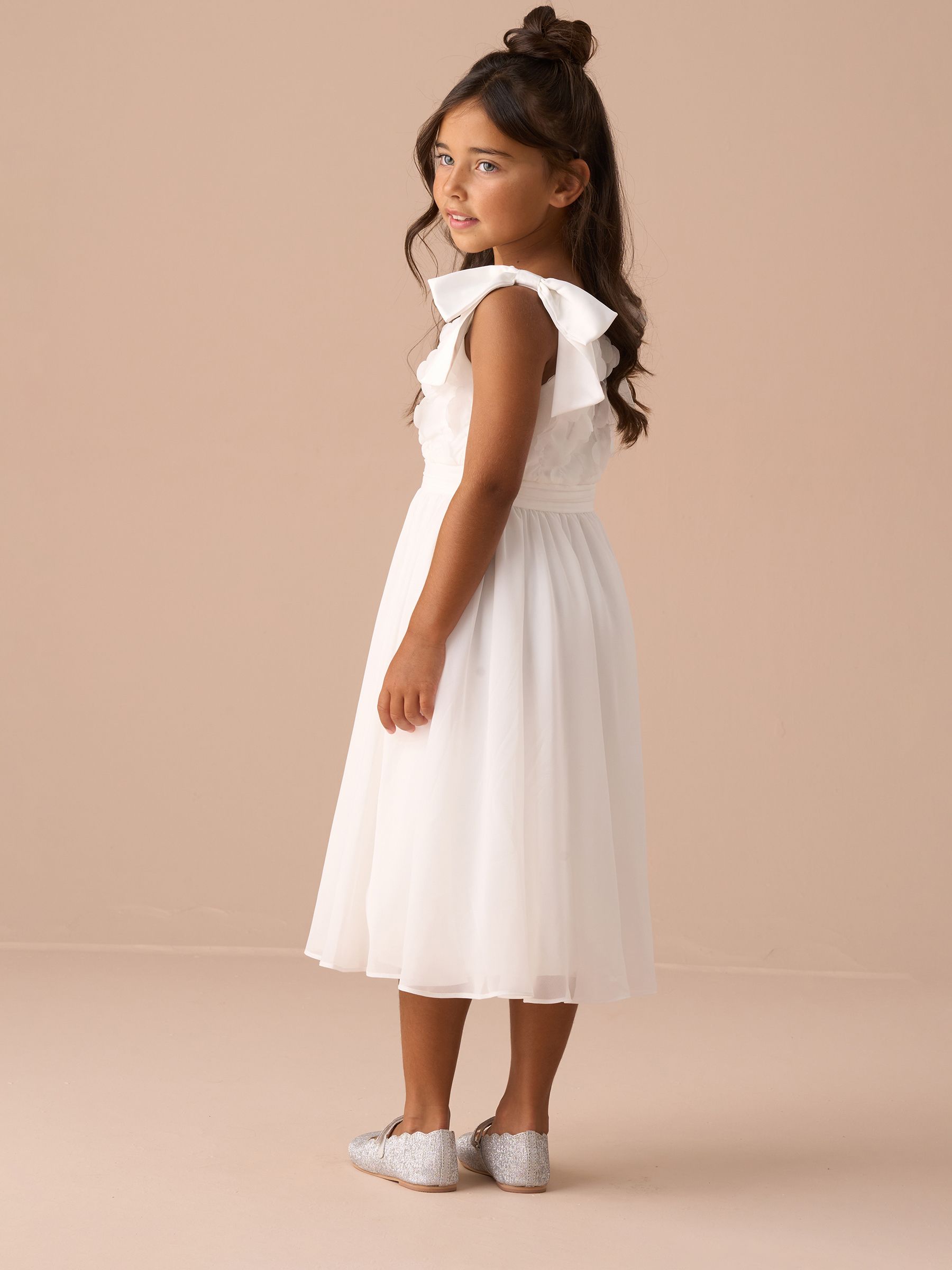 Angel & Rocket White Lara Bow Shoulder Georgette Dress