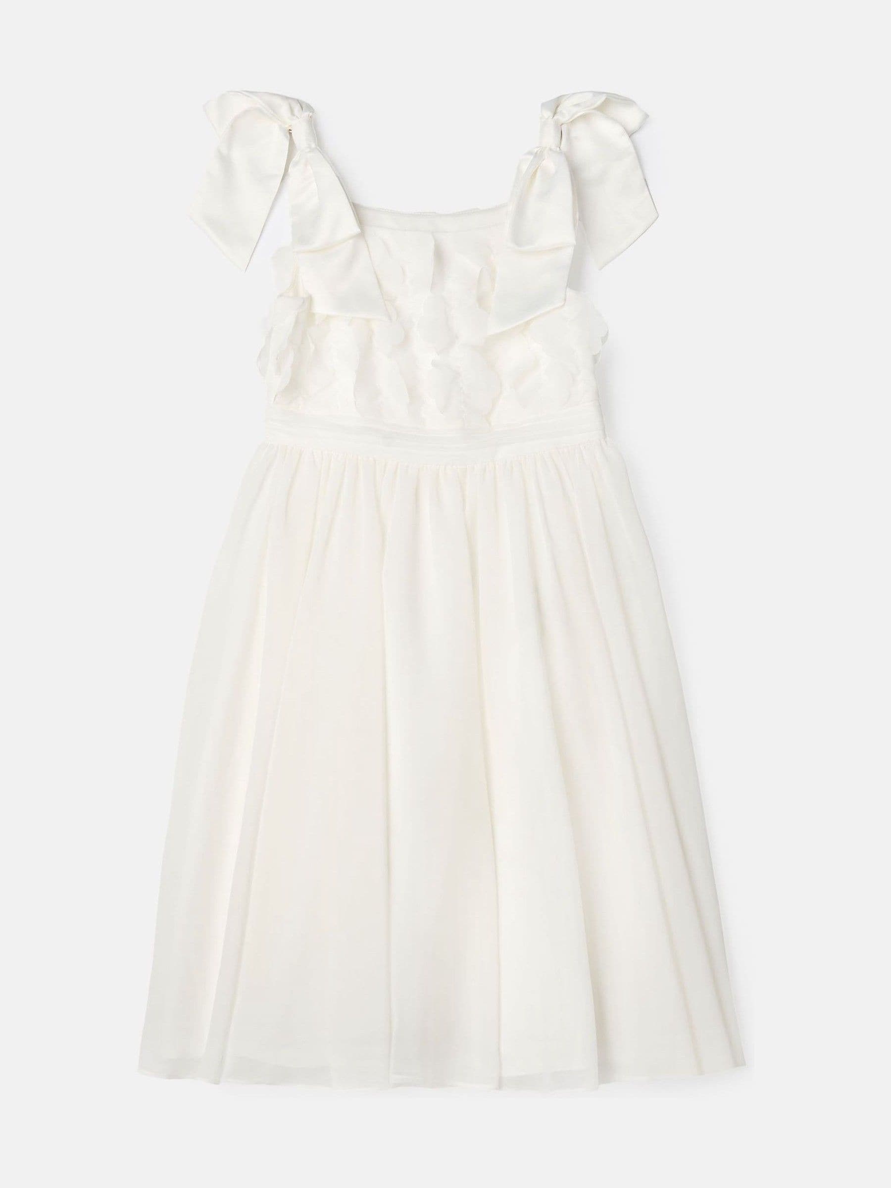 Angel & Rocket White Lara Bow Shoulder Georgette Dress