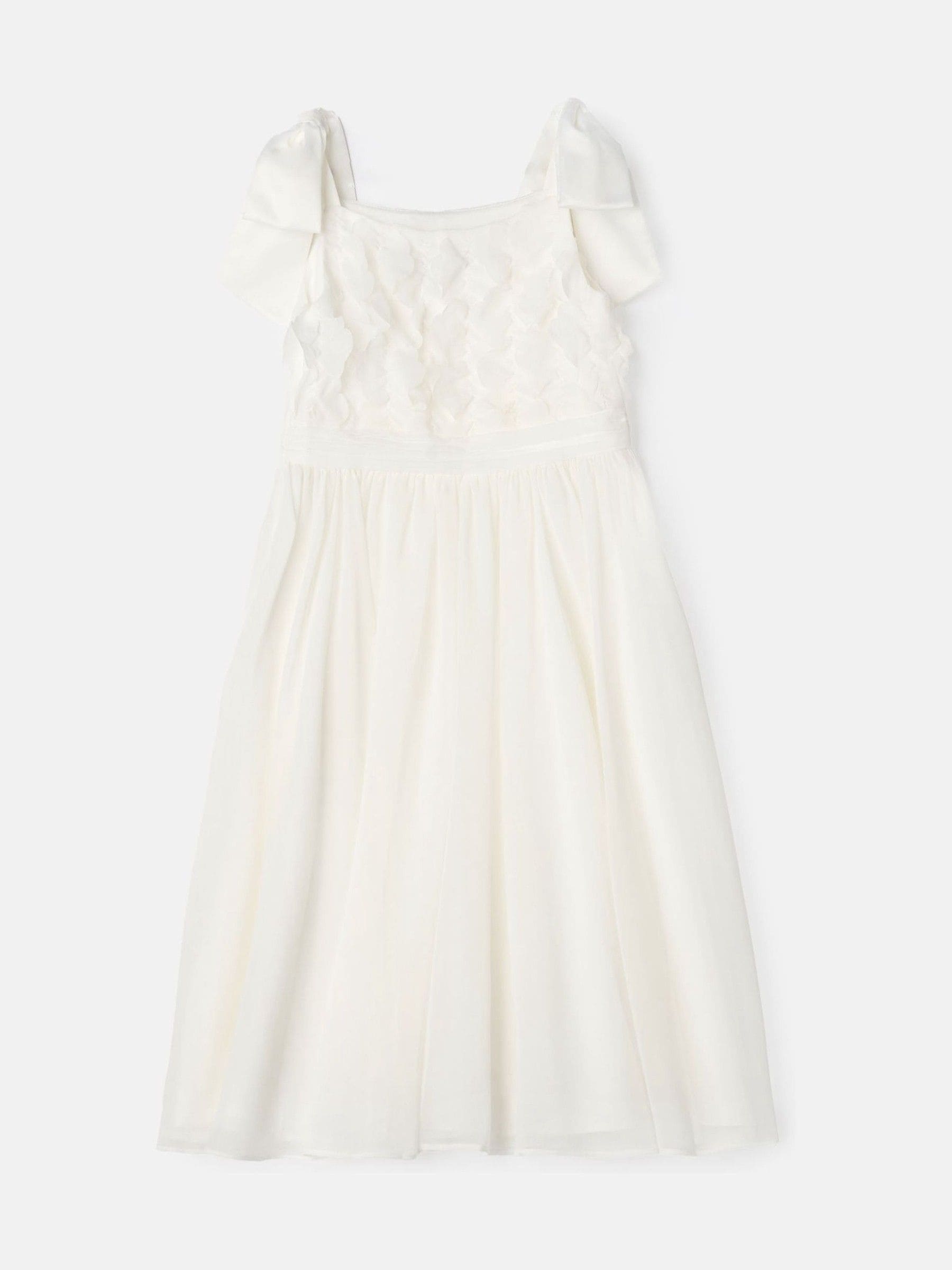 Angel & Rocket White Lara Bow Shoulder Georgette Dress