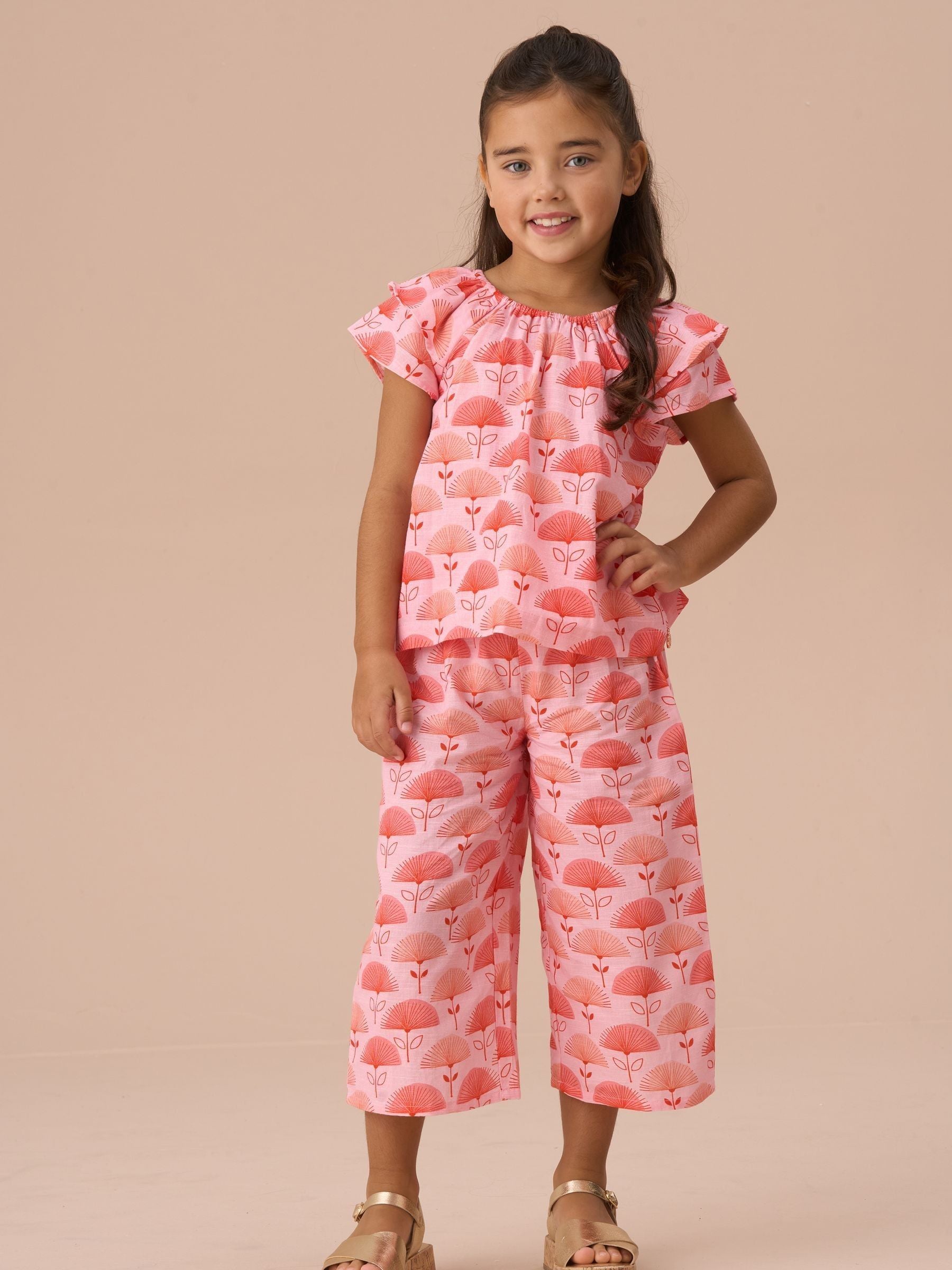 Angel & Rocket Pink Carman Fan Floral Trousers