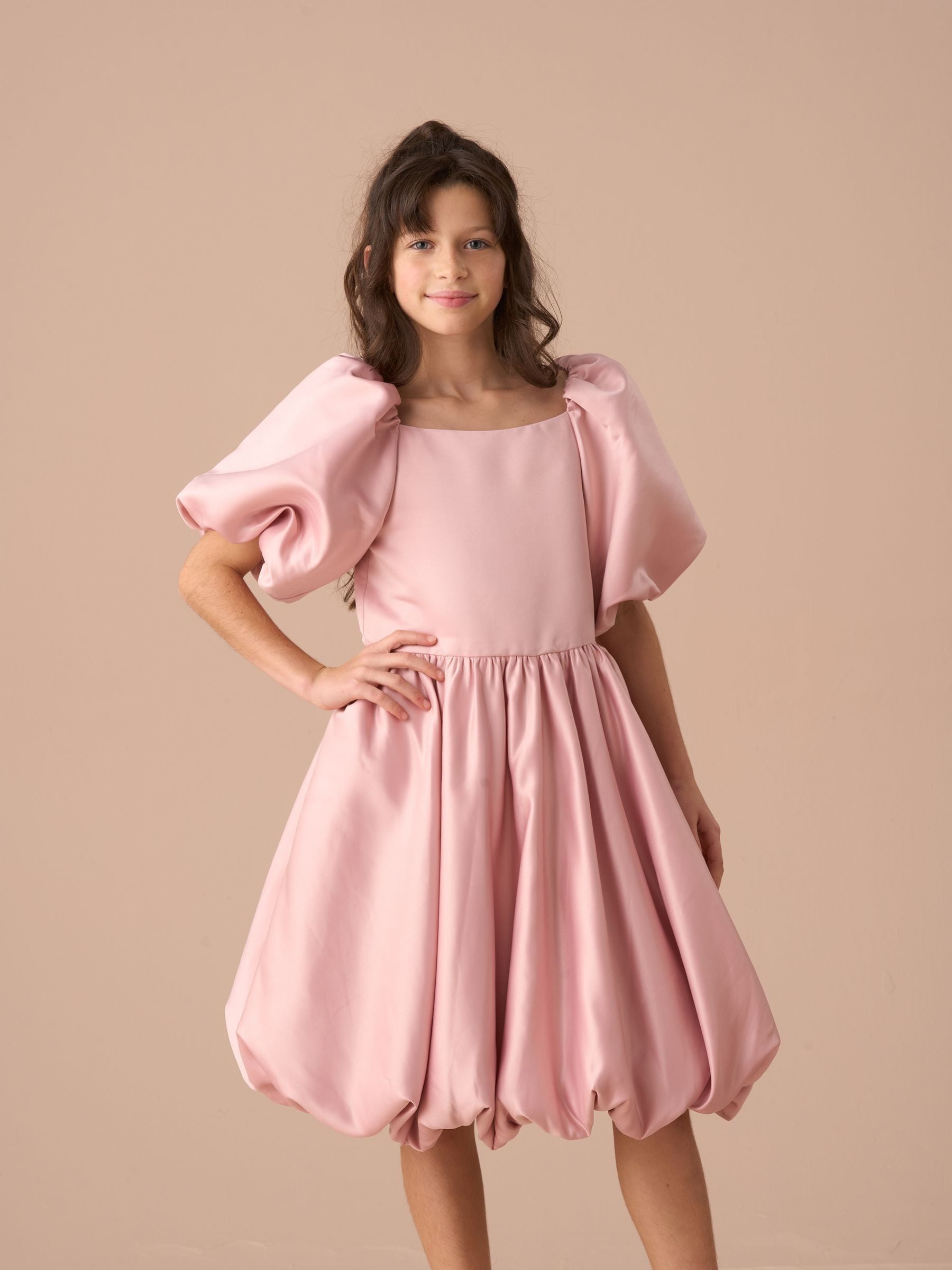 Angel & Rocket Pink Elle Puffball Satin Dress