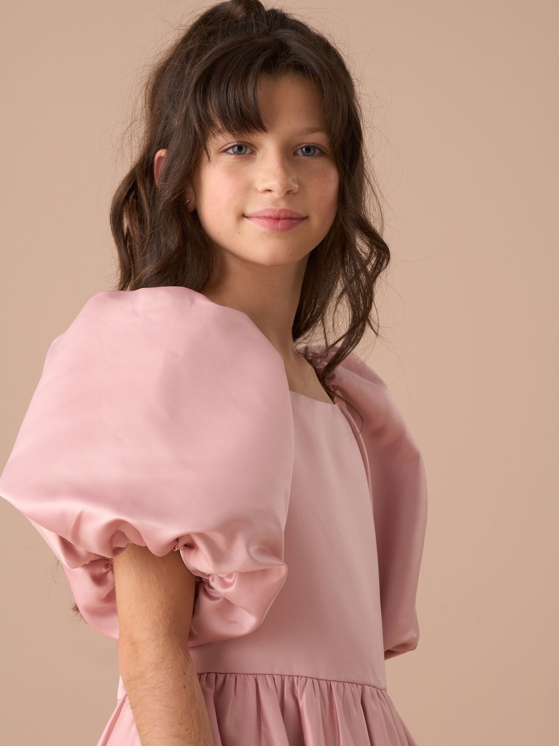 Angel & Rocket Pink Elle Puffball Satin Dress