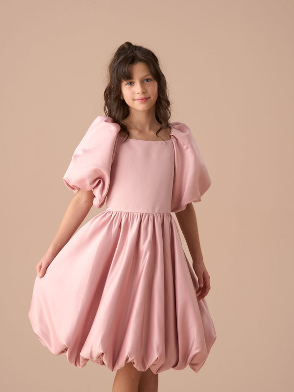 Angel & Rocket Pink Elle Puffball Satin Dress