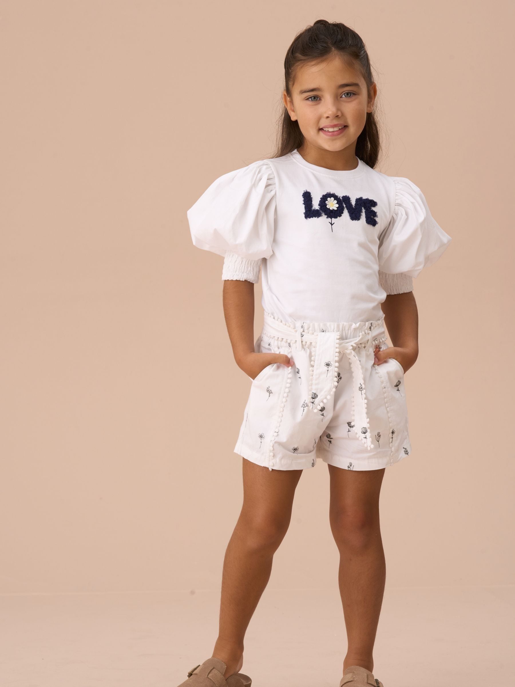 Angel & Rocket White Raya Printed Poplin 100% Cotton Shorts