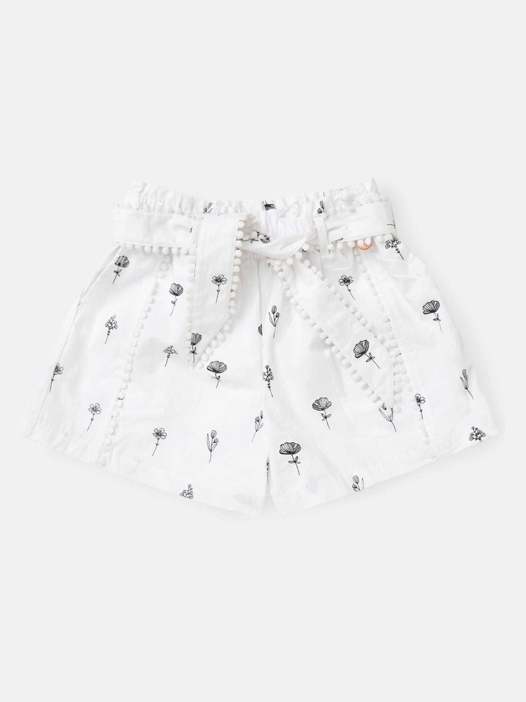 Angel & Rocket White Raya Printed Poplin 100% Cotton Shorts