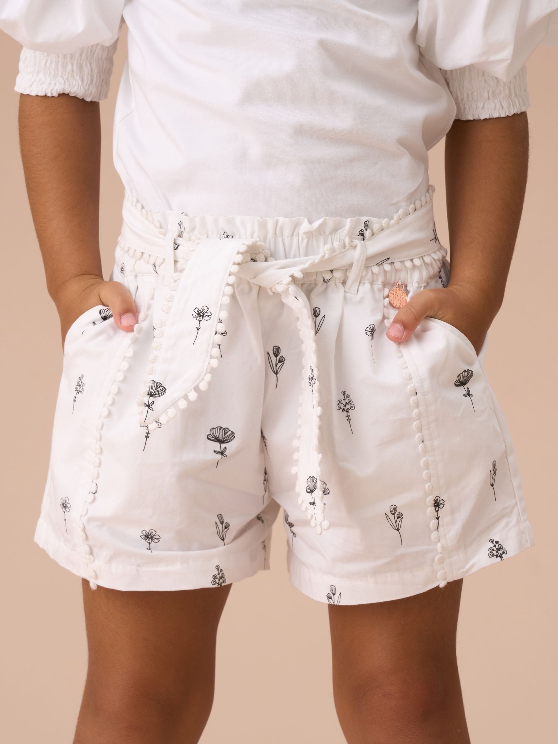 Angel & Rocket White Raya Printed Poplin 100% Cotton Shorts