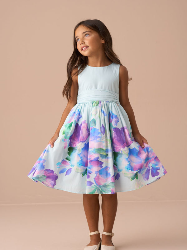 Angel & Rocket Green Elisa Mint Print Border Bow Back Dress