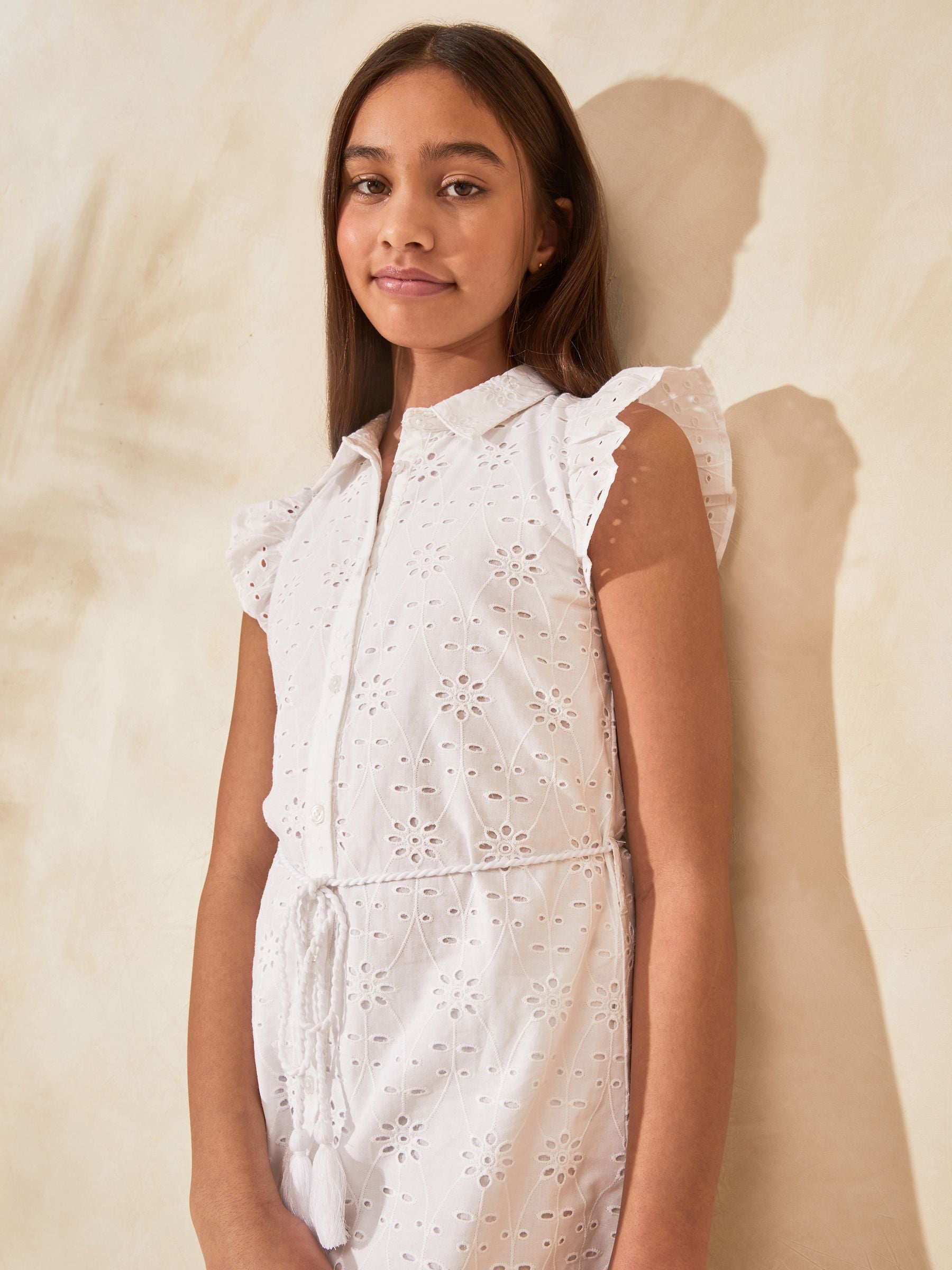 White Broderie Shirt Dress (3-16yrs)