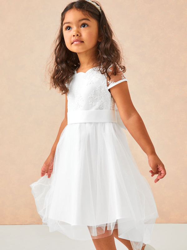 White Lace Cap Sleeve Occasion Dress (2-5yrs)