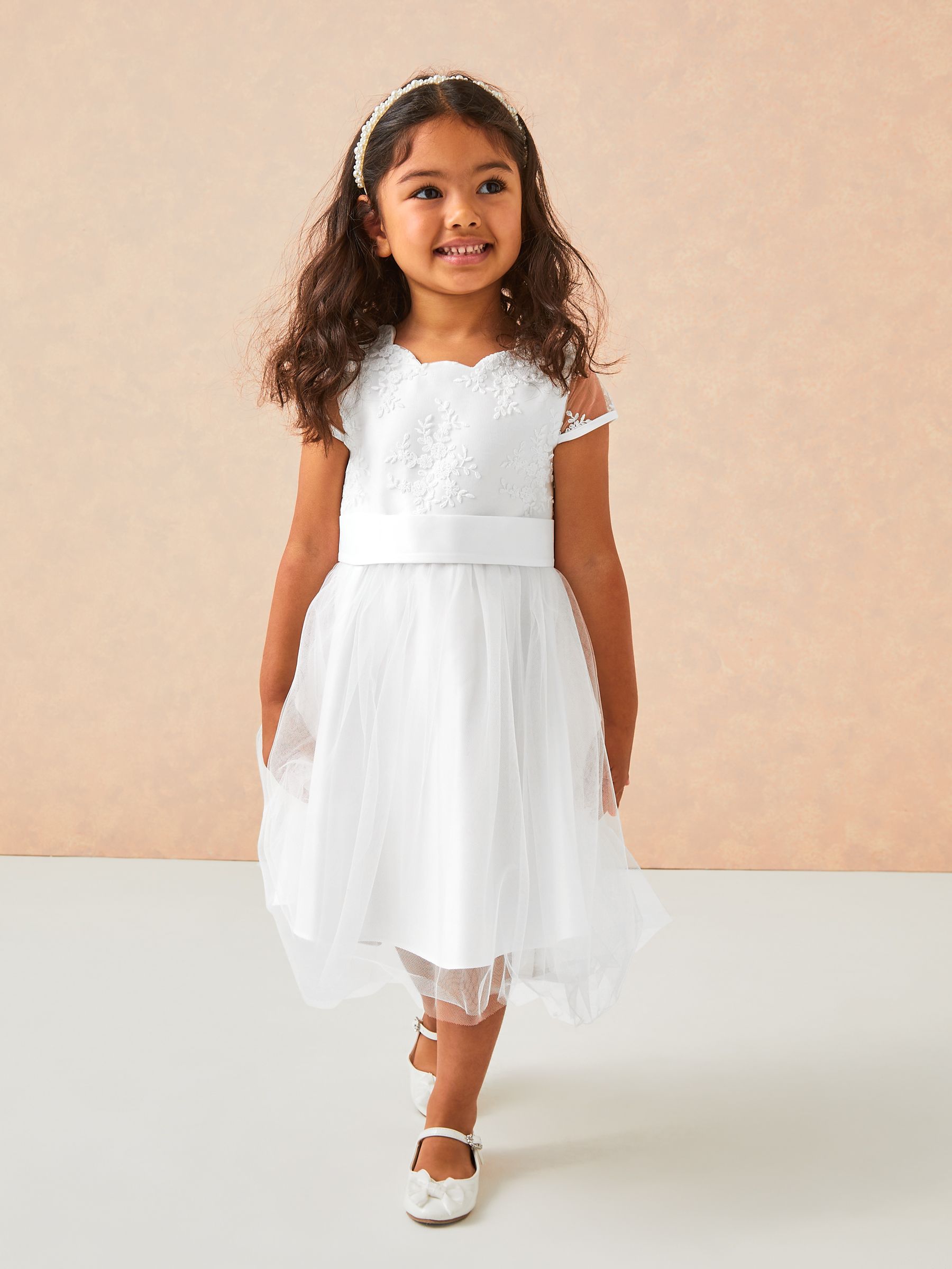 White Lace Cap Sleeve Occasion Dress (2-5yrs)