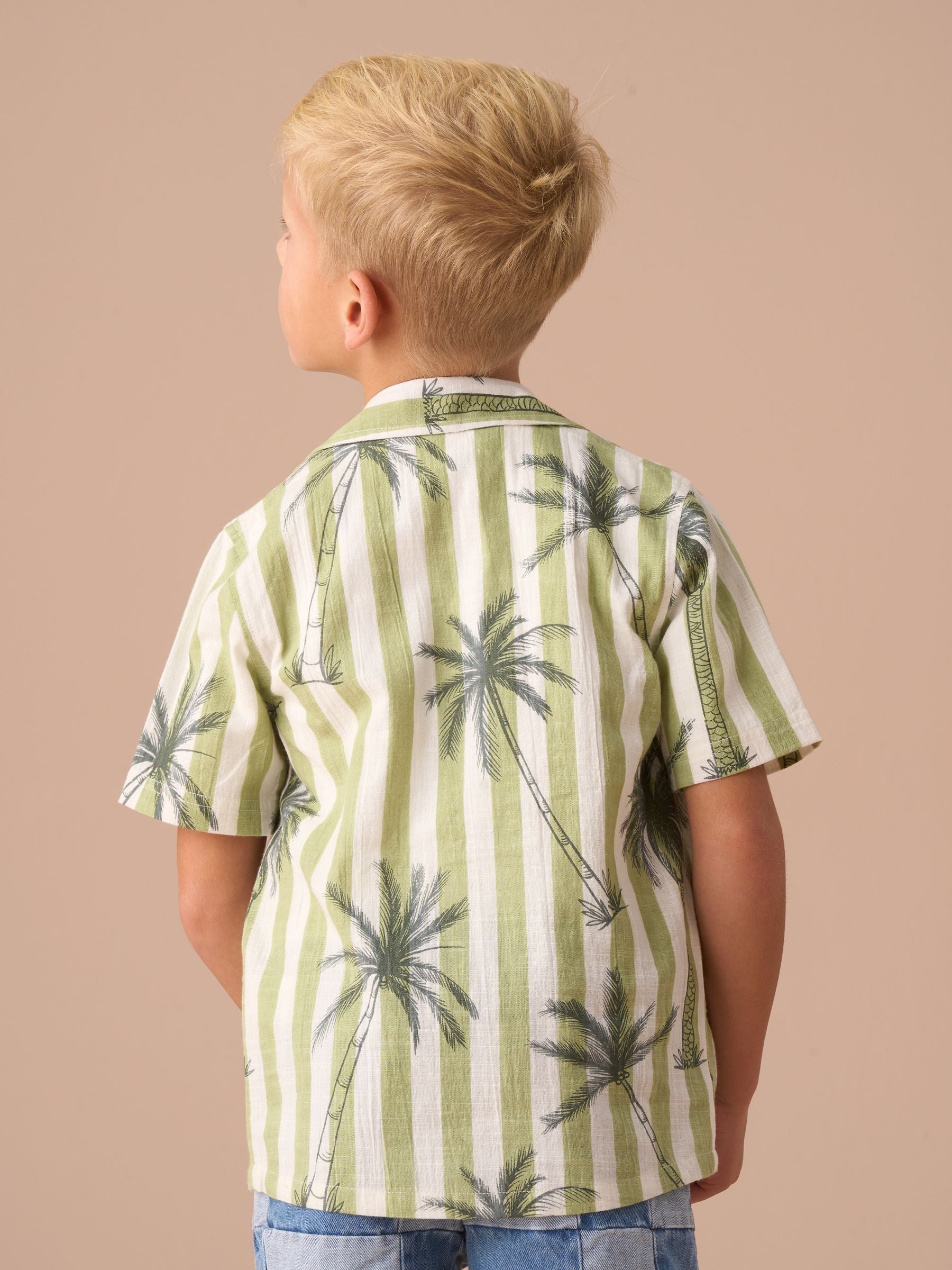 Angel & Rocket Green Jamie Palm Print Resort 100% Cotton Shirt