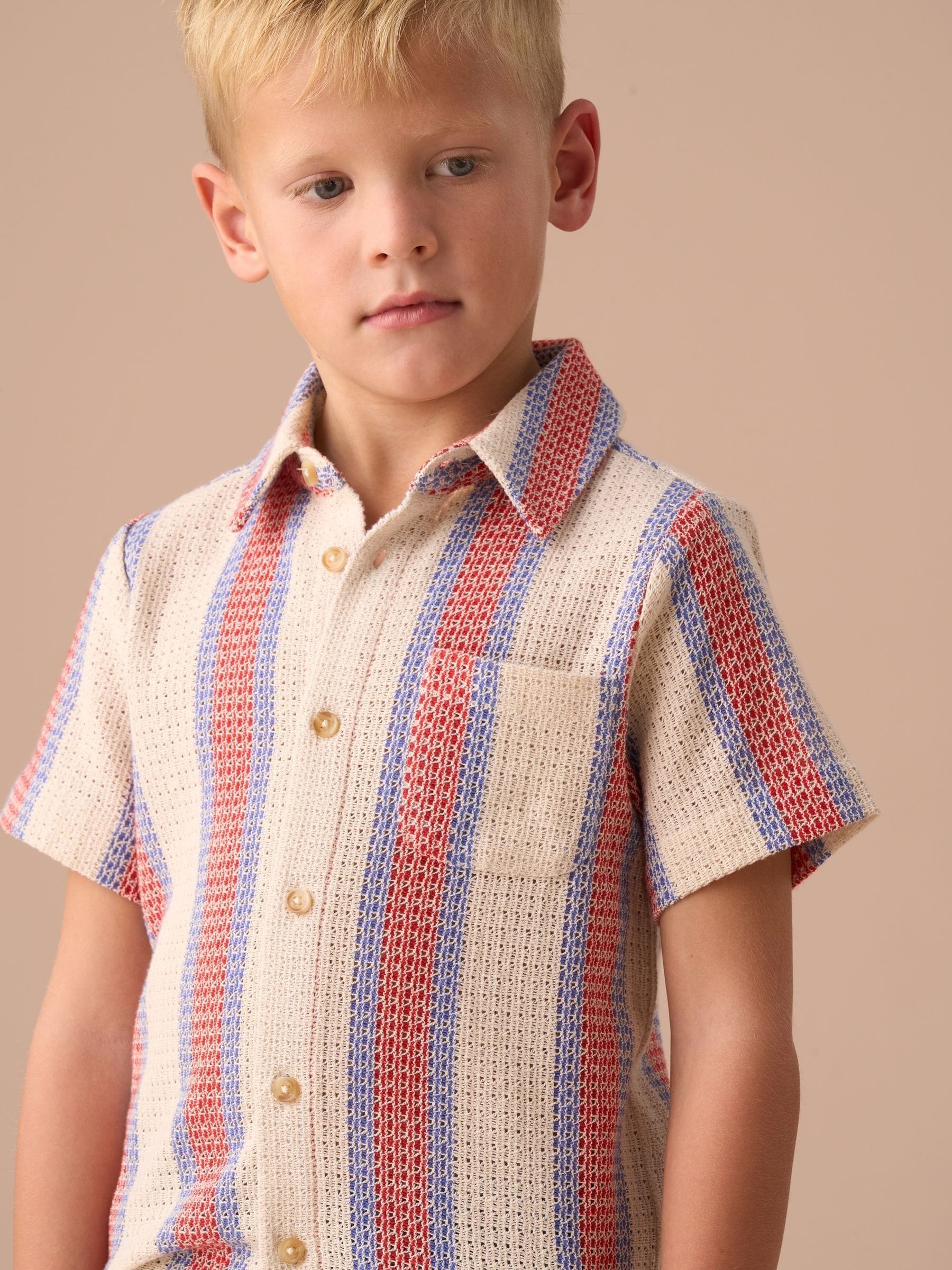 Angel & Rocket Cream Cody Stone Stripe Knitted Shirt