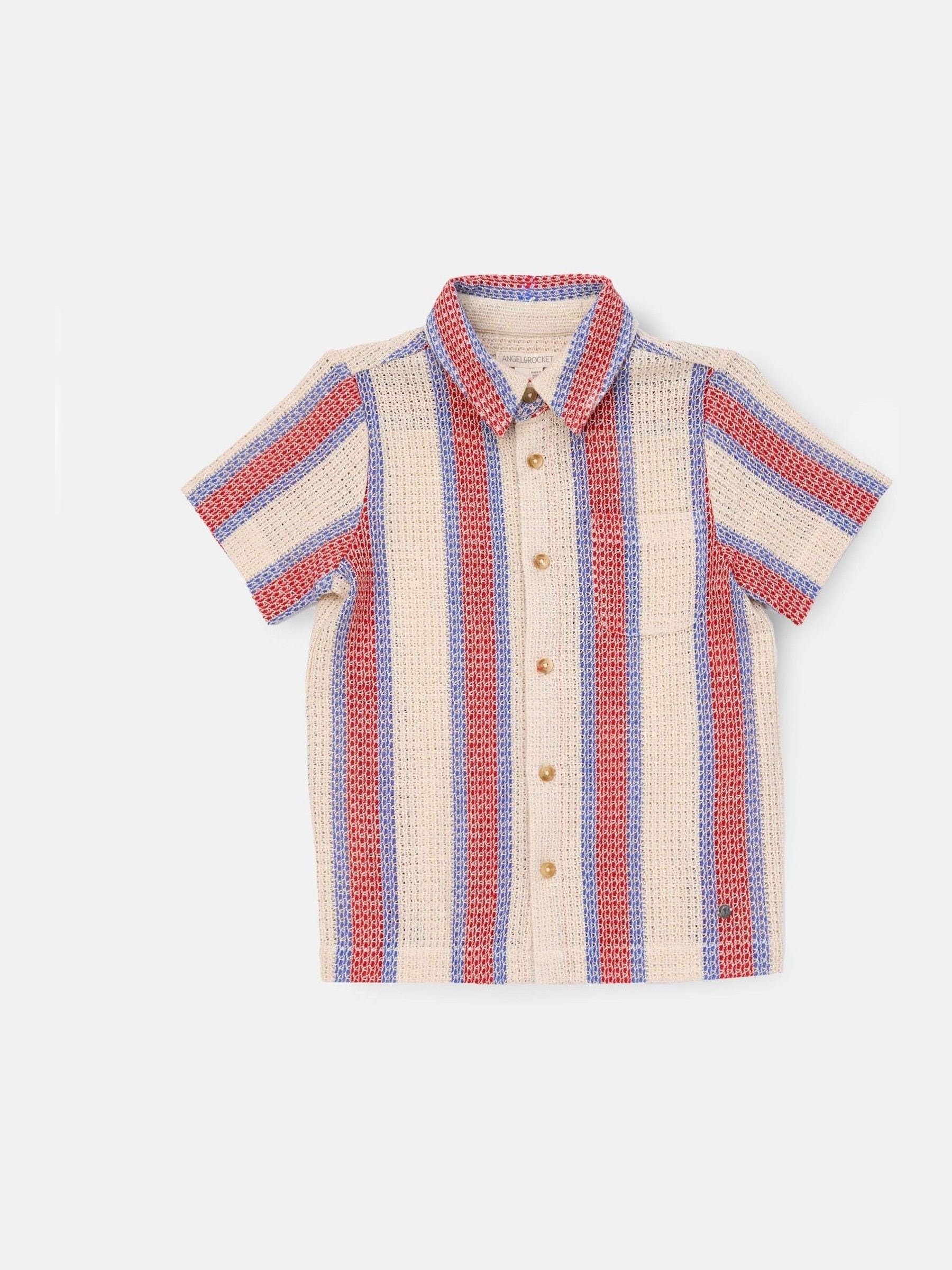 Angel & Rocket Cream Cody Stone Stripe Knitted Shirt