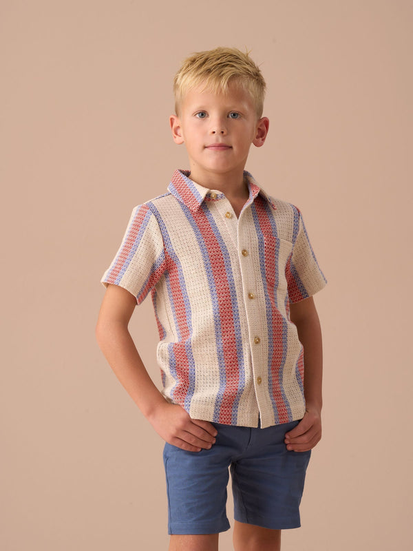 Angel & Rocket Cream Cody Stone Stripe Knitted Shirt