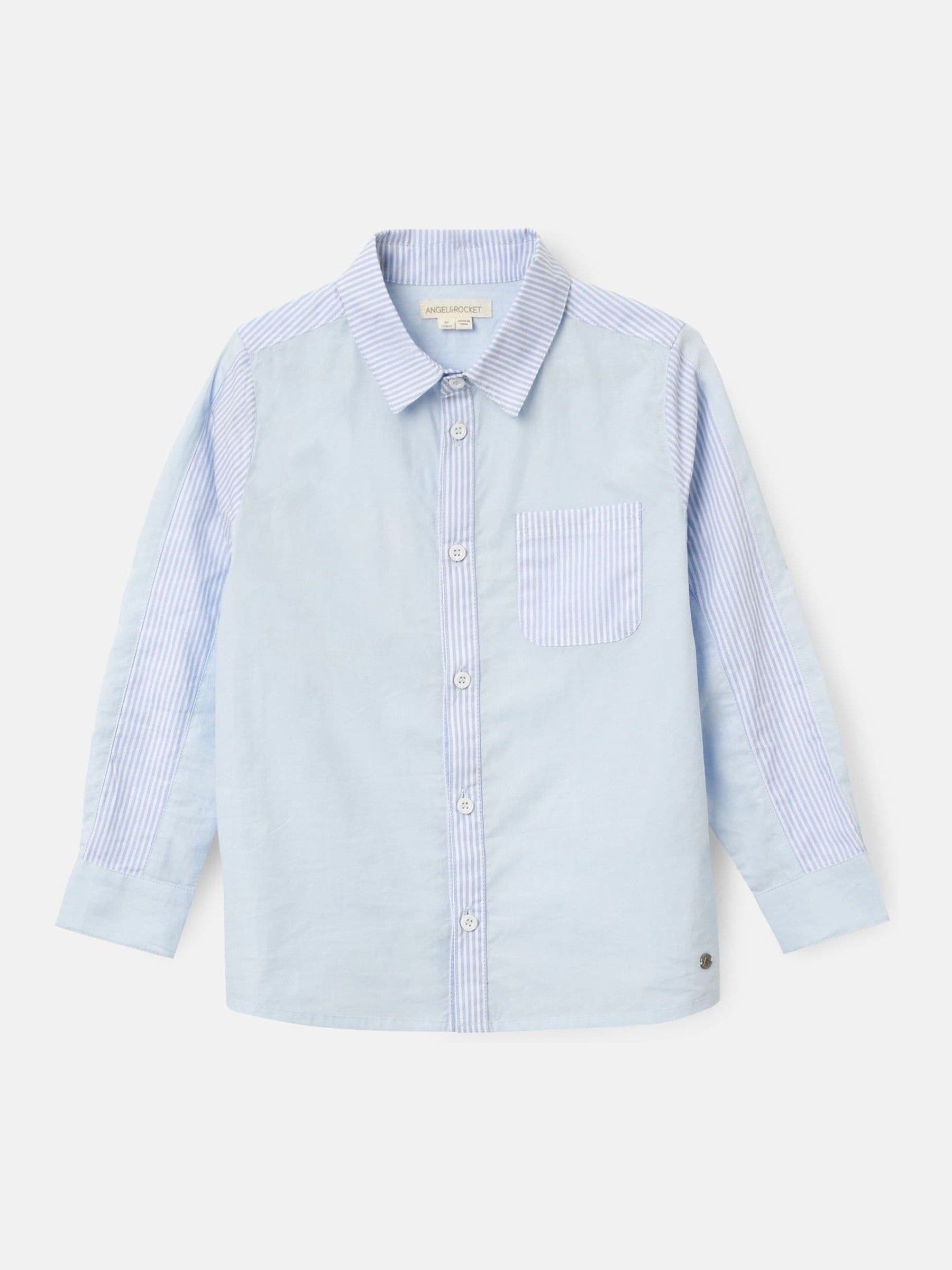 Angel & Rocket Blue Chase Stripe Panel Smart 100% Cotton Shirt