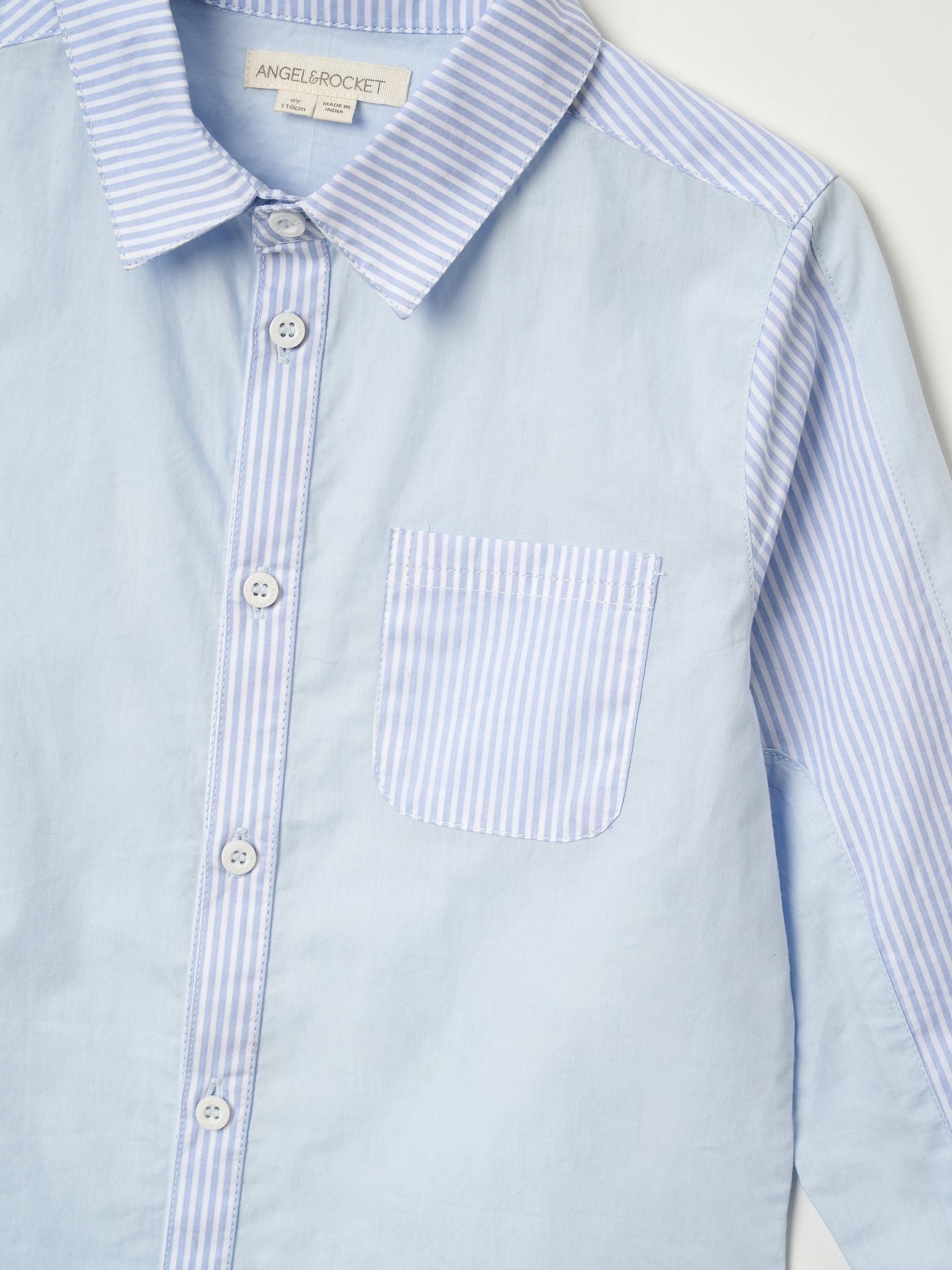 Angel & Rocket Blue Chase Stripe Panel Smart 100% Cotton Shirt