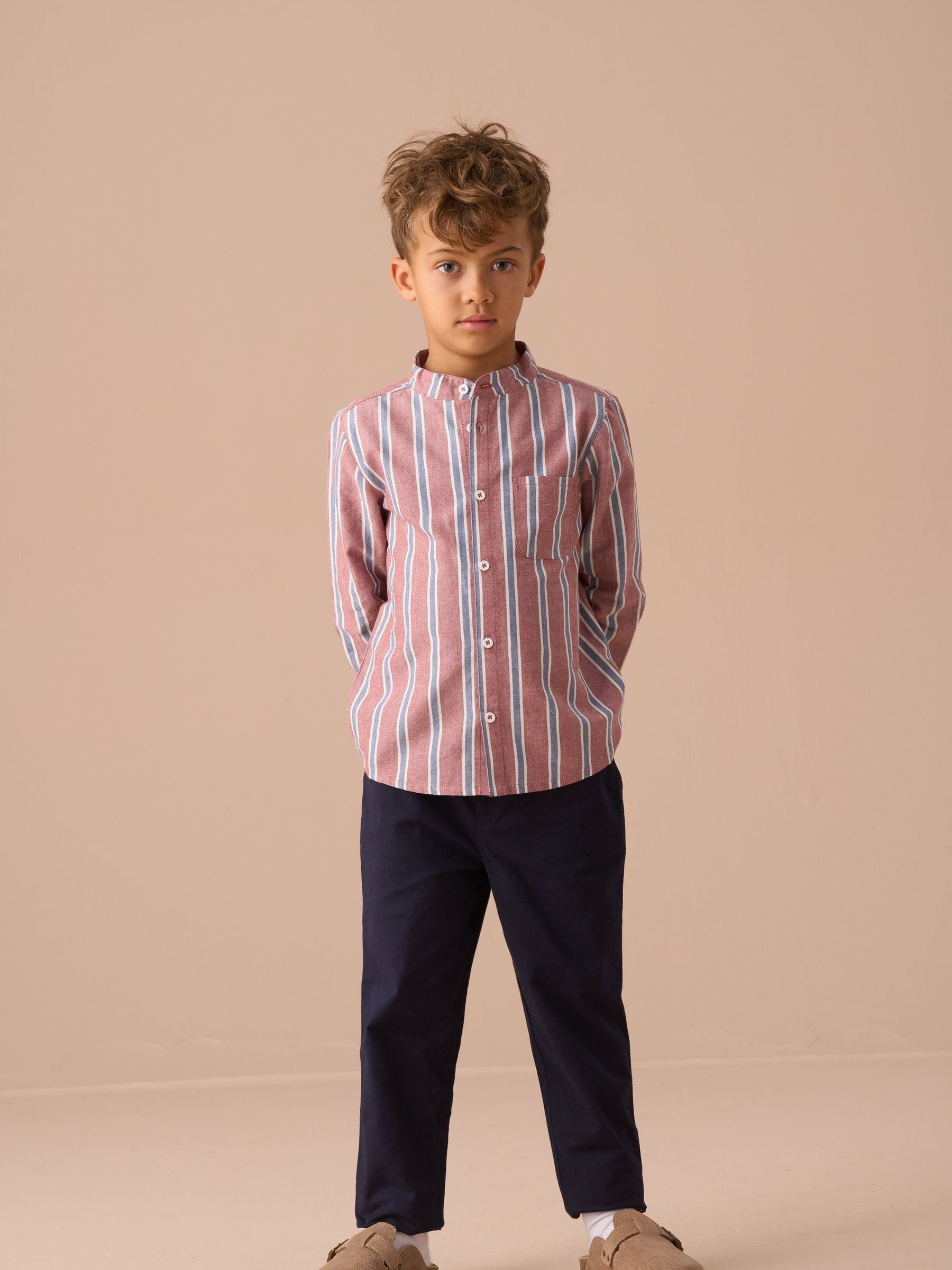 Angel & Rocket Red Benny Mandarin 100% Cotton Stripe Shirt