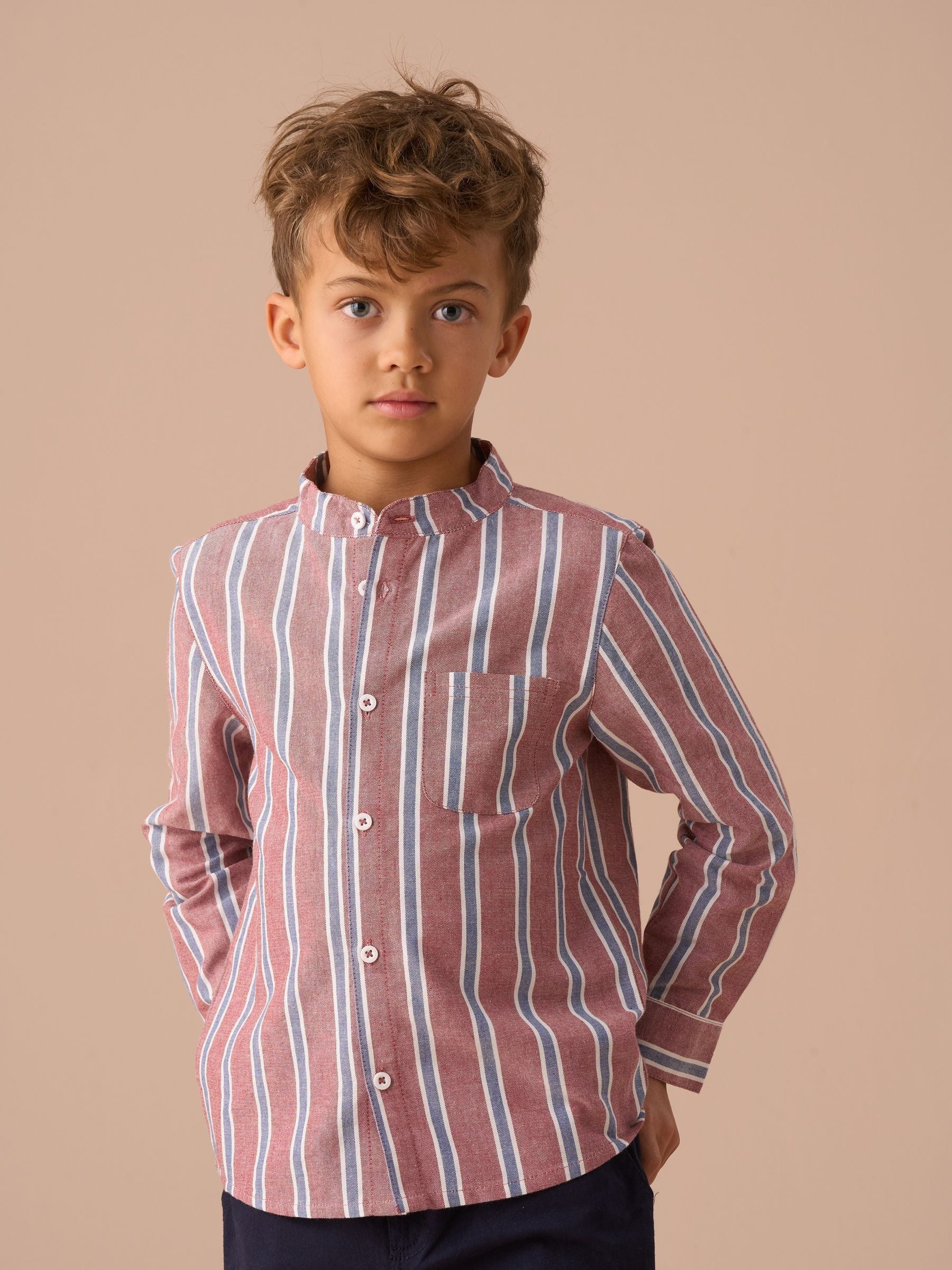 Angel & Rocket Red Benny Mandarin 100% Cotton Stripe Shirt