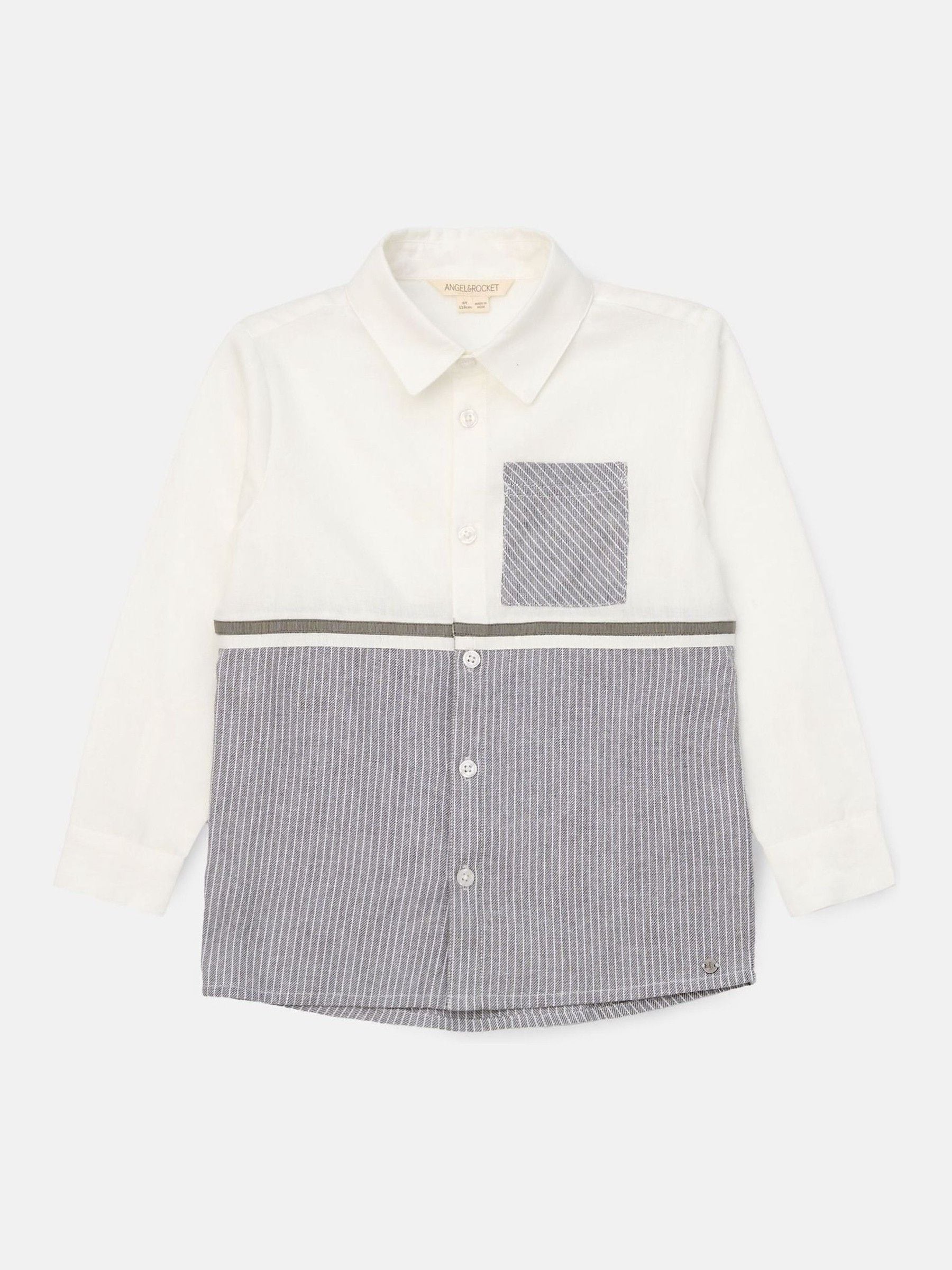 Angel & Rocket Grey Hank Textured Stripe Block 100% Cotton Shirt