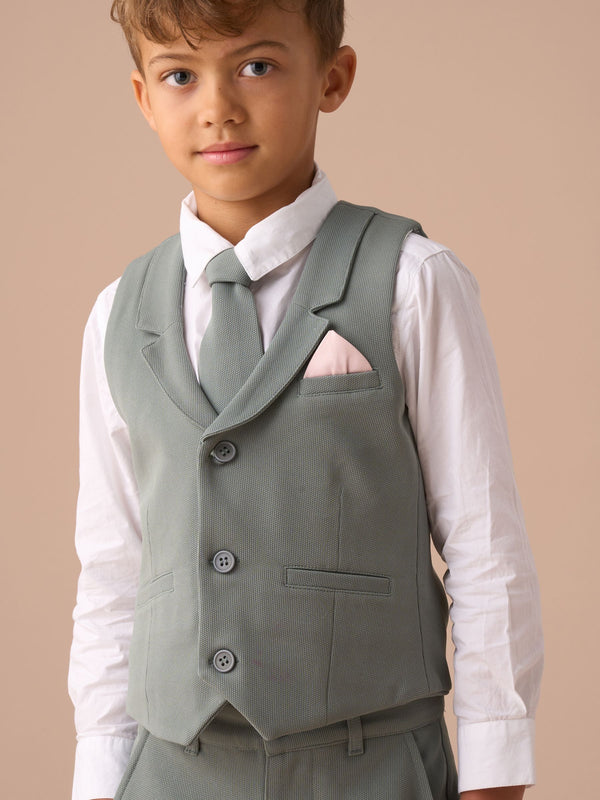 Angel & Rocket Green Benjamin Smart Textured Waistcoat Set