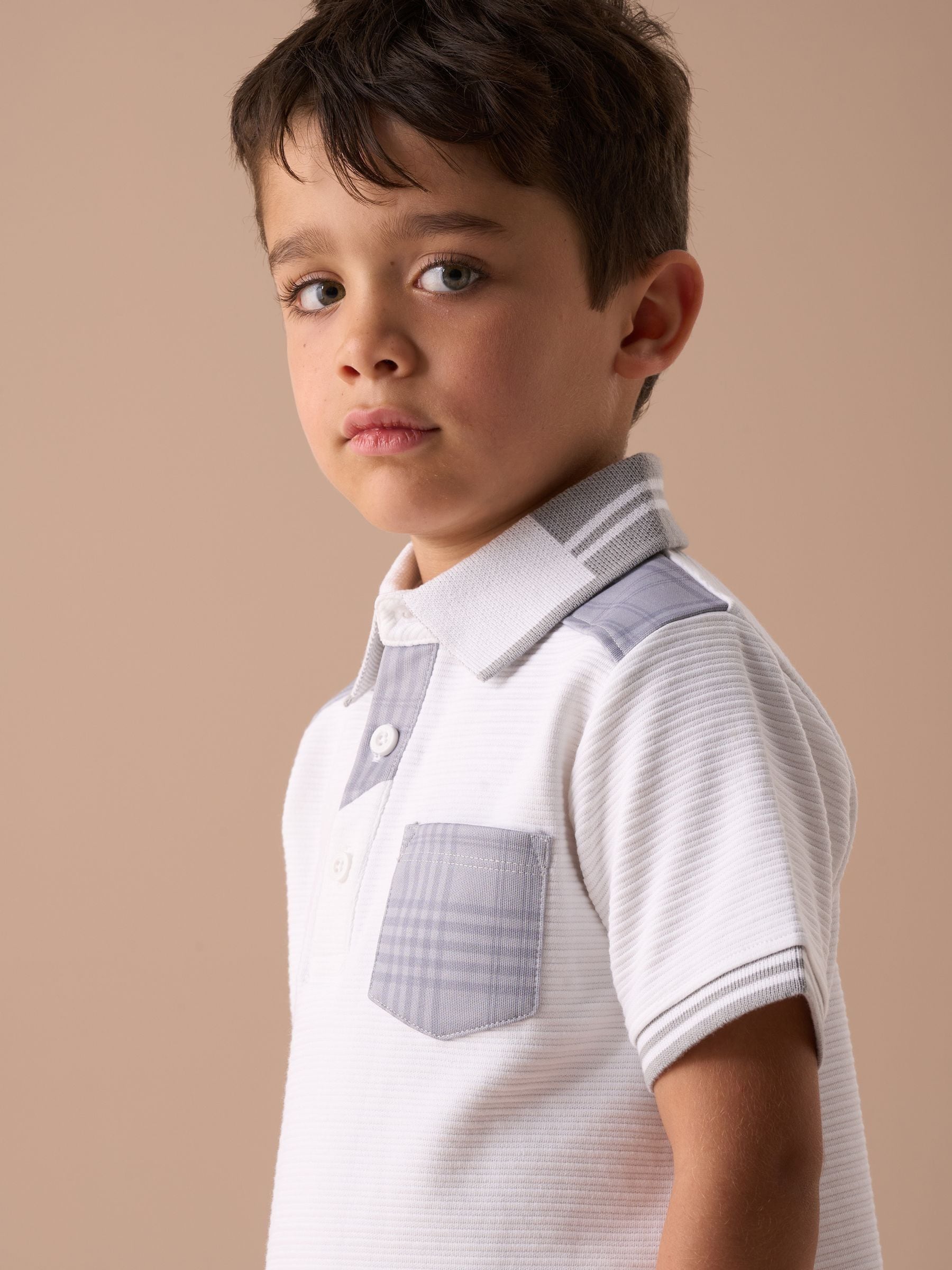 Angel & Rocket White Kane Colourblock 100% Cotton Polo Shirt