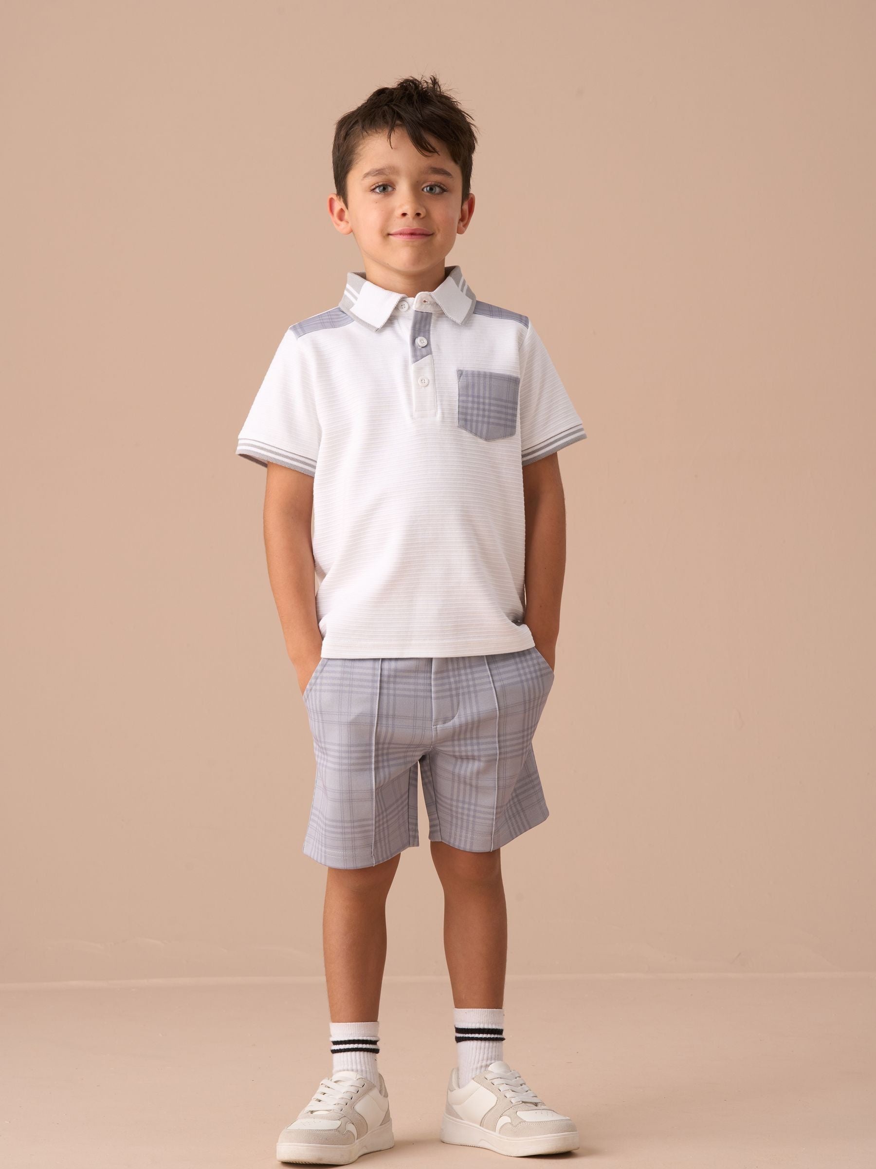 Angel & Rocket White Kane Colourblock 100% Cotton Polo Shirt