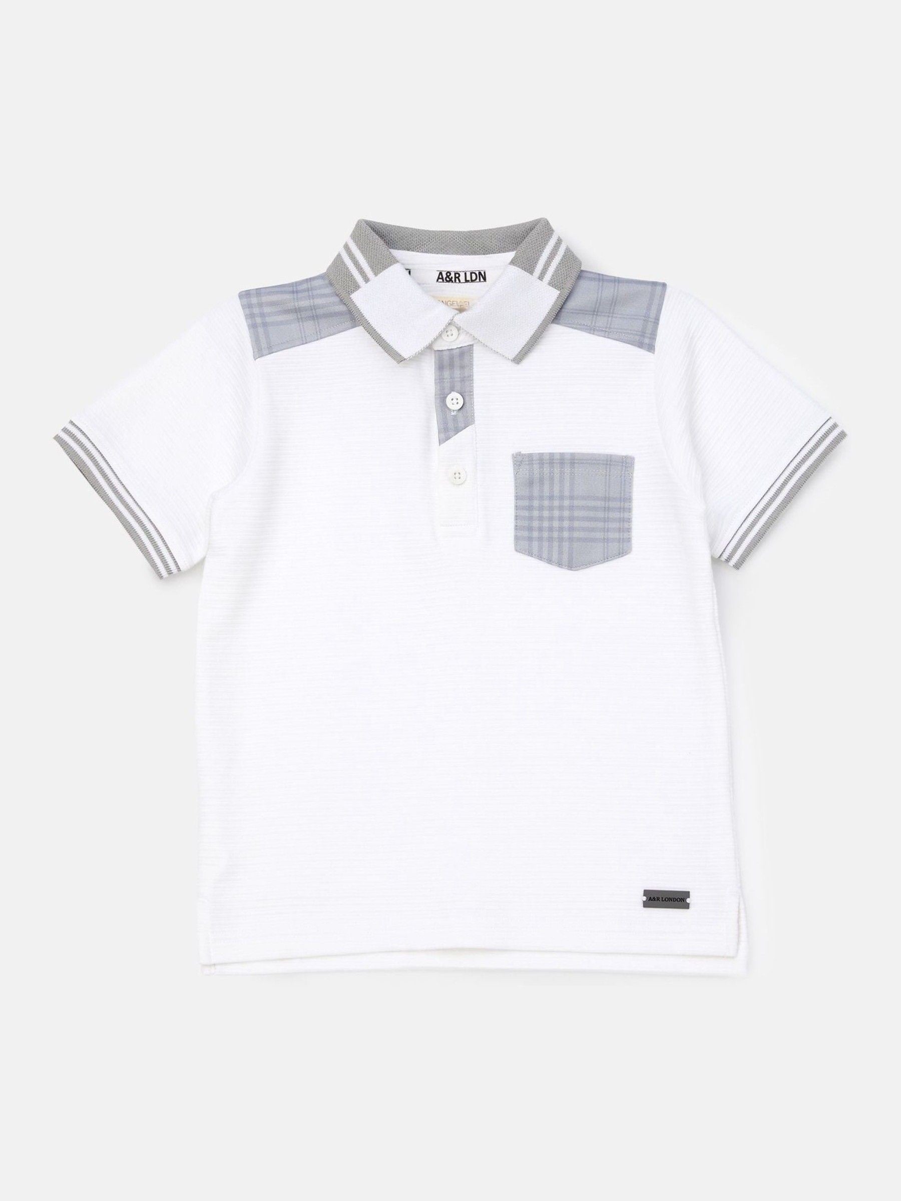 Angel & Rocket White Kane Colourblock 100% Cotton Polo Shirt