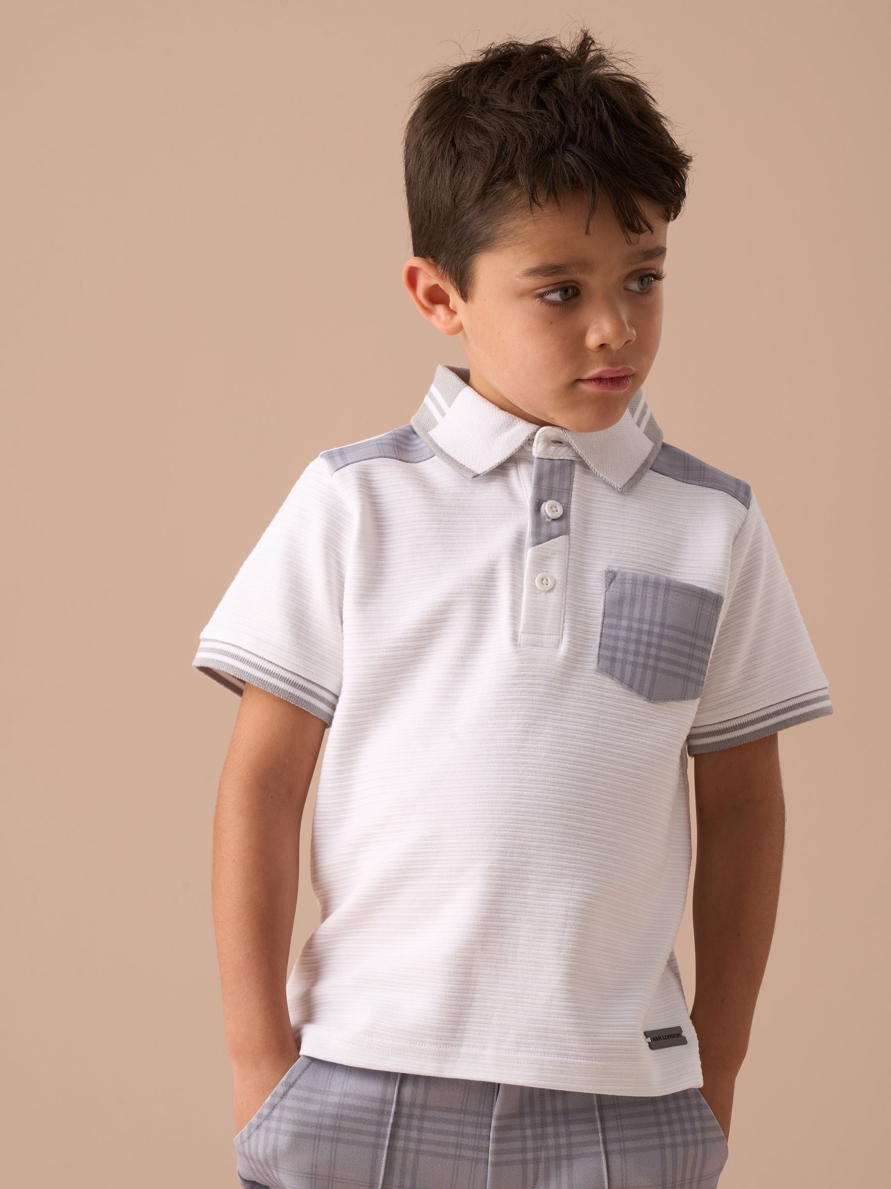 Angel & Rocket White Kane Colourblock 100% Cotton Polo Shirt