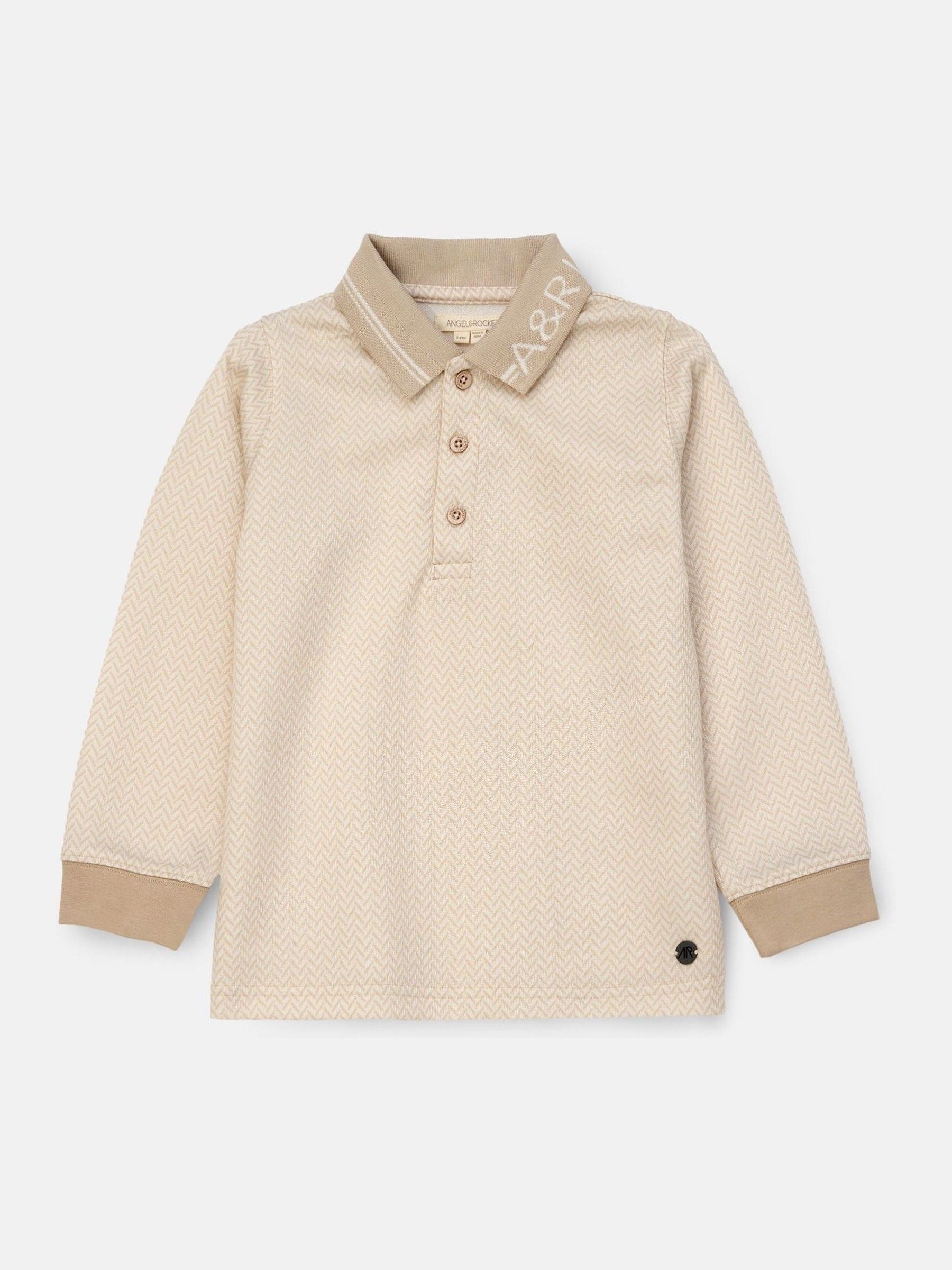 Angel & Rocket Cream Finn Smart Long Sleeve Polo Shirt