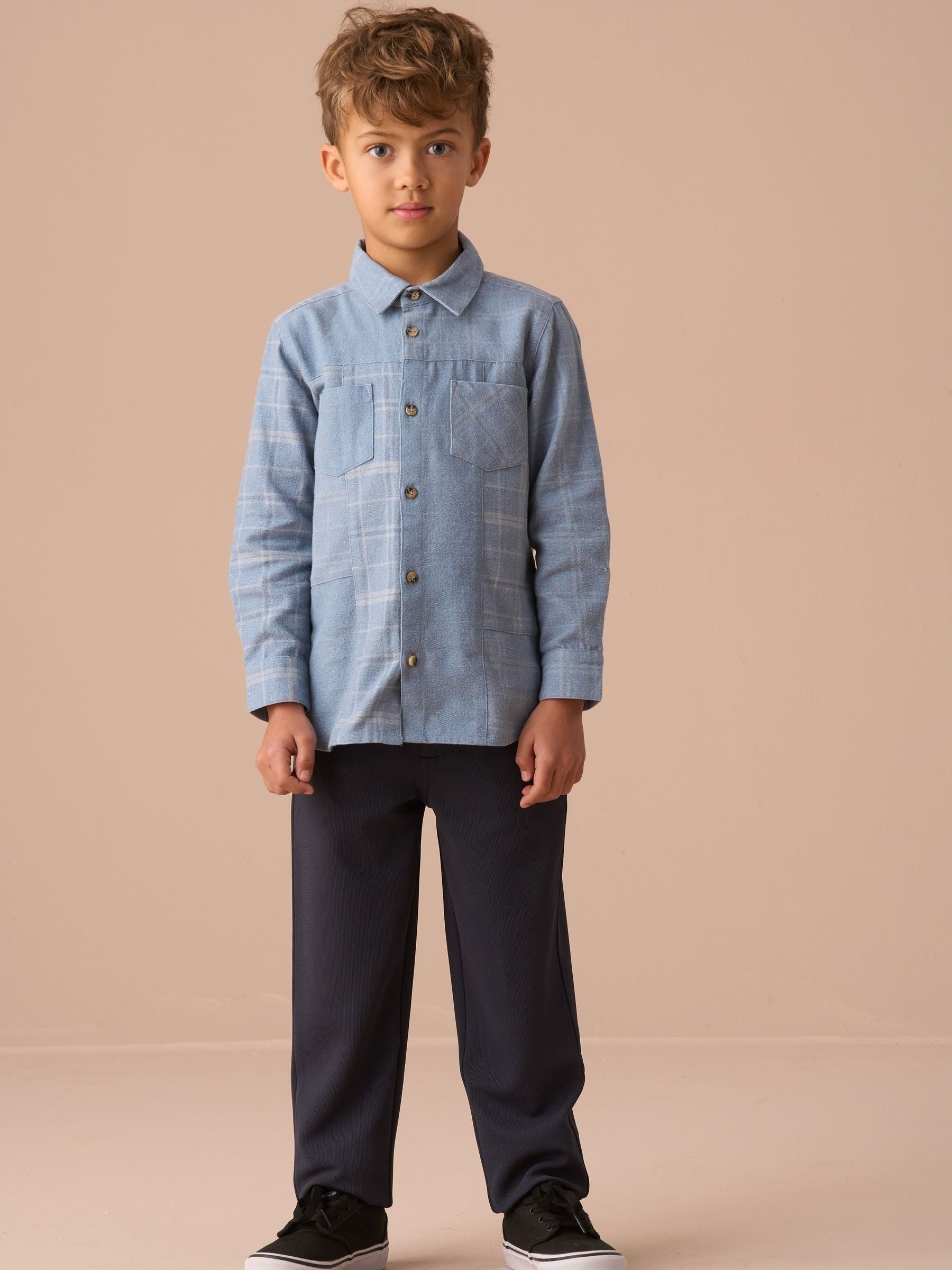 Angel & Rocket Blue 100% Cotton Connor Block Check Shirt