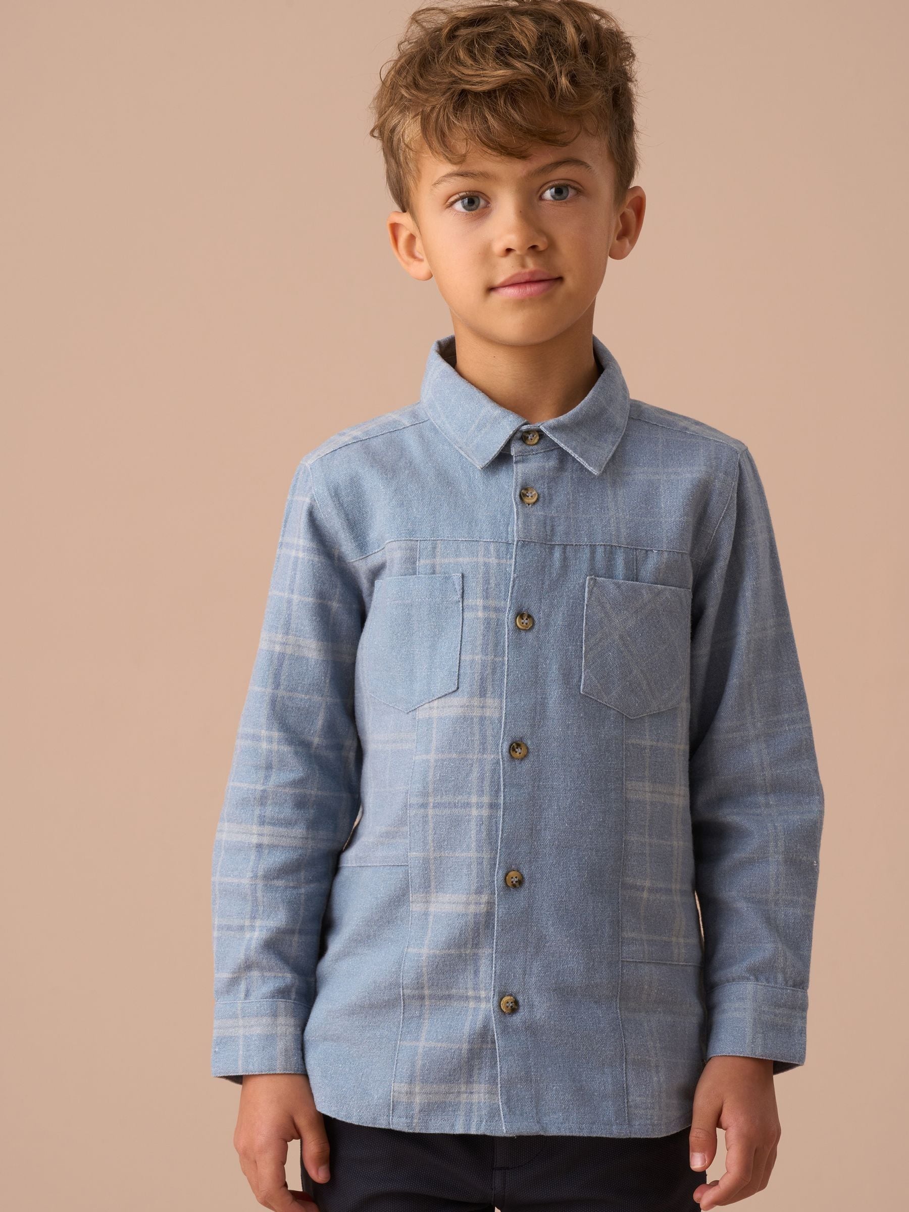 Angel & Rocket Blue 100% Cotton Connor Block Check Shirt