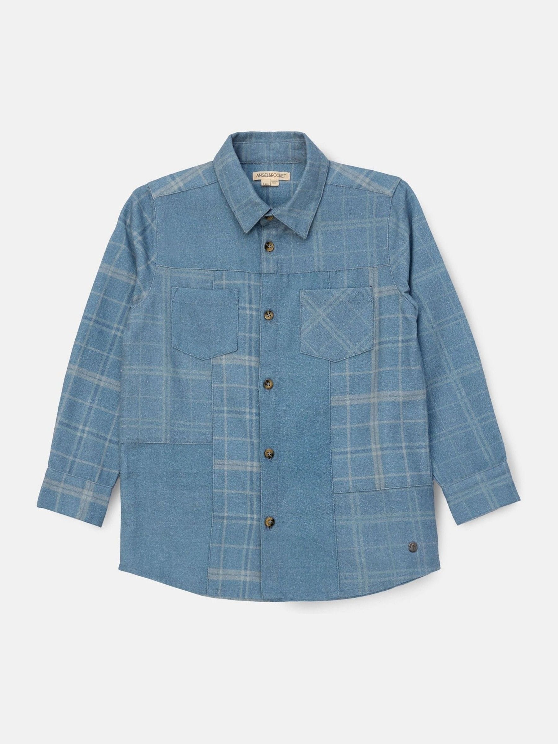 Angel & Rocket Blue 100% Cotton Connor Block Check Shirt