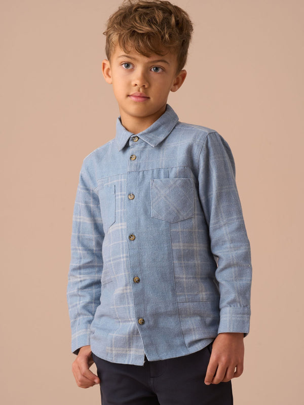 Angel & Rocket Blue 100% Cotton Connor Block Check Shirt