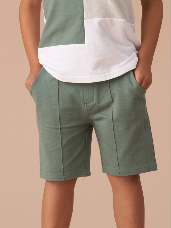 Angel & Rocket Green Kane Textured Smart 100% Cotton Shorts