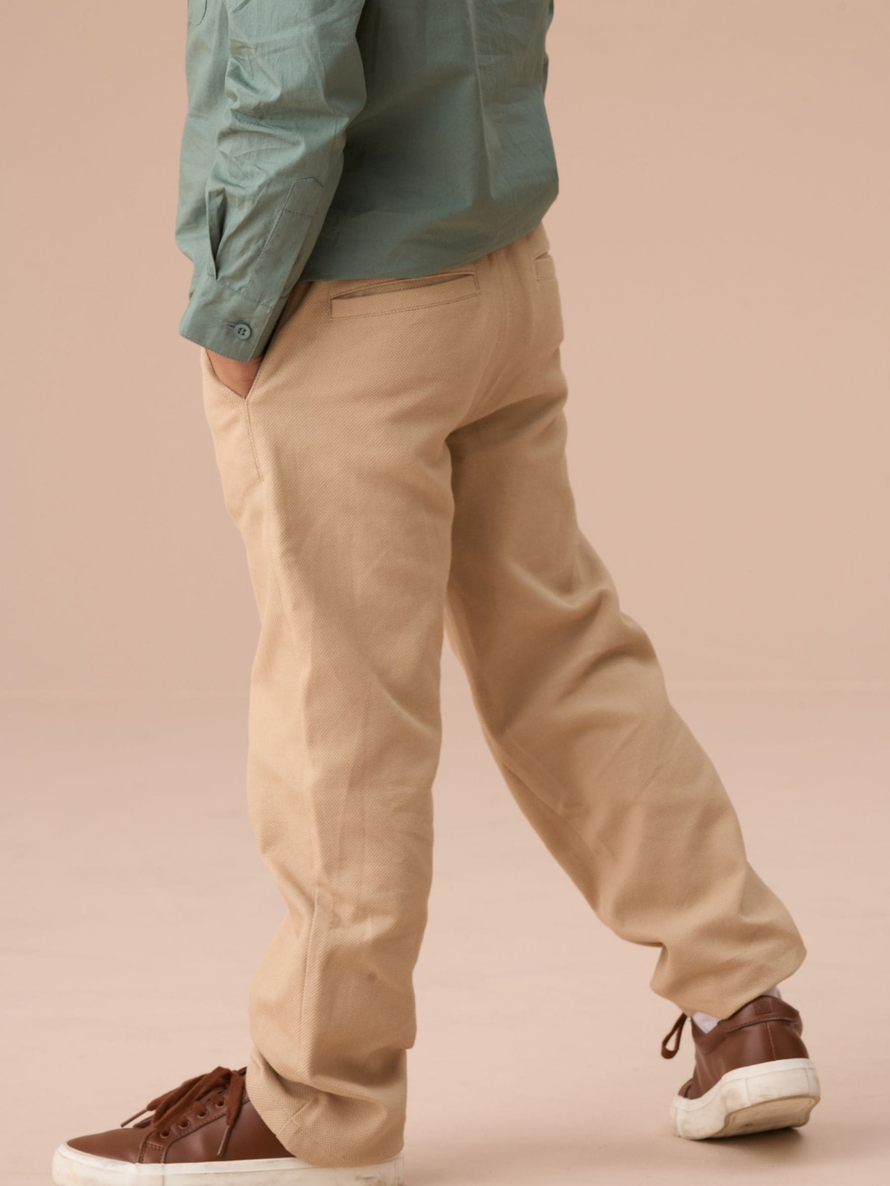 Angel & Rocket Cream Luca Textured Smart 100% Cotton Trousers