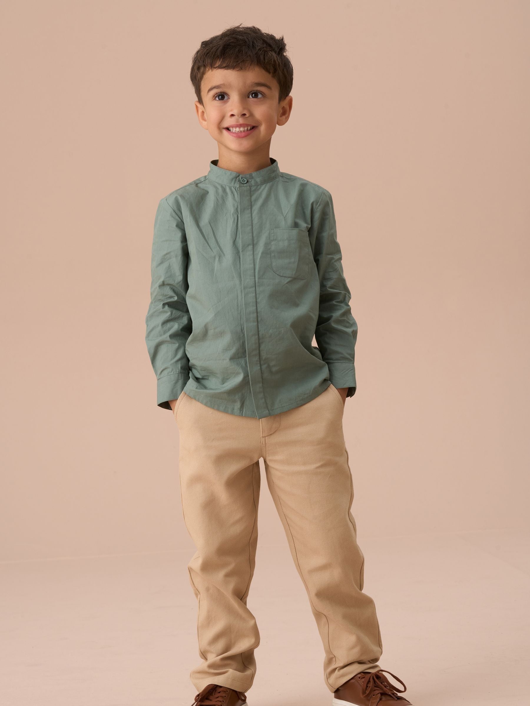 Angel & Rocket Cream Luca Textured Smart 100% Cotton Trousers