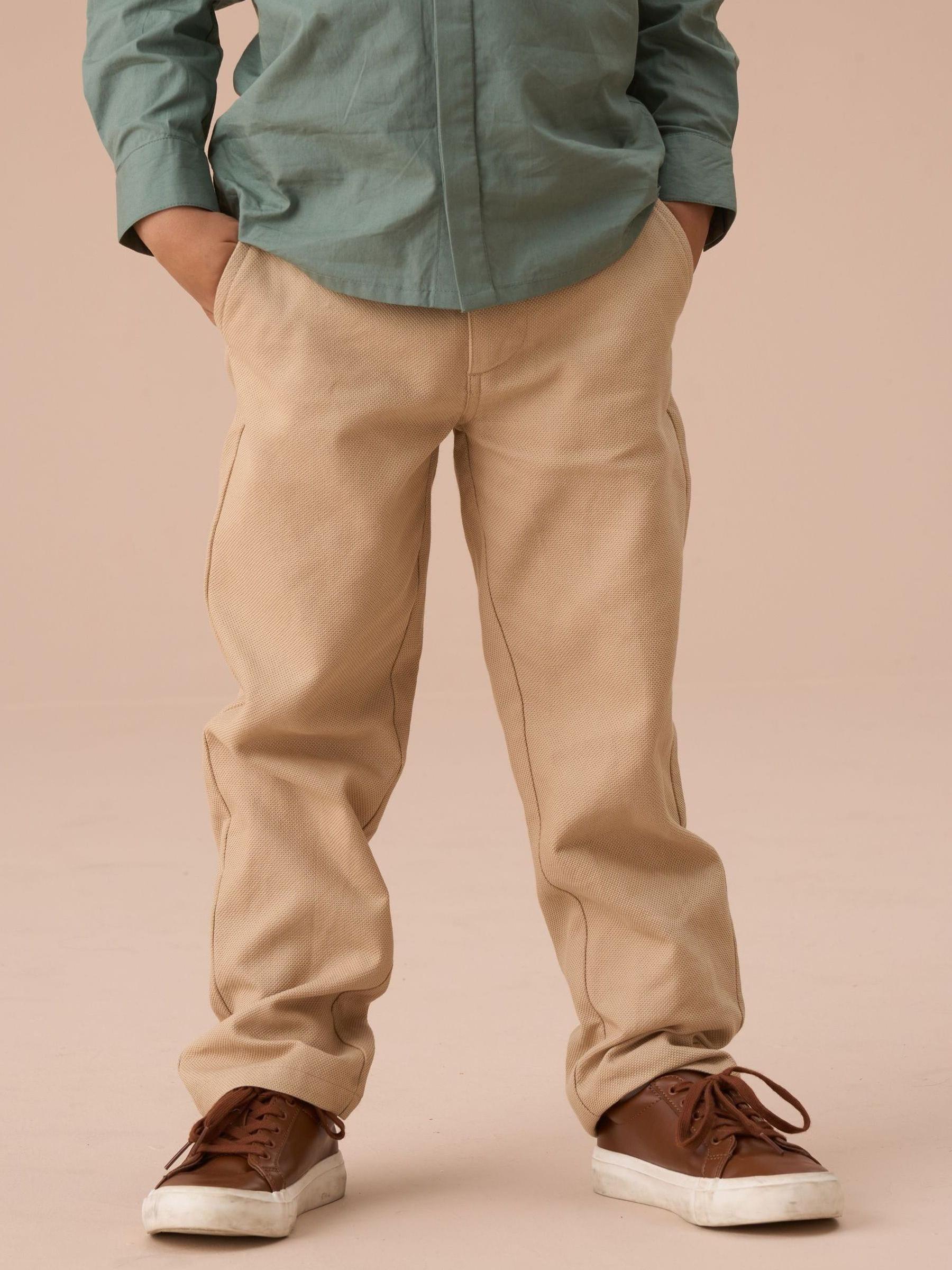 Angel & Rocket Cream Luca Textured Smart 100% Cotton Trousers