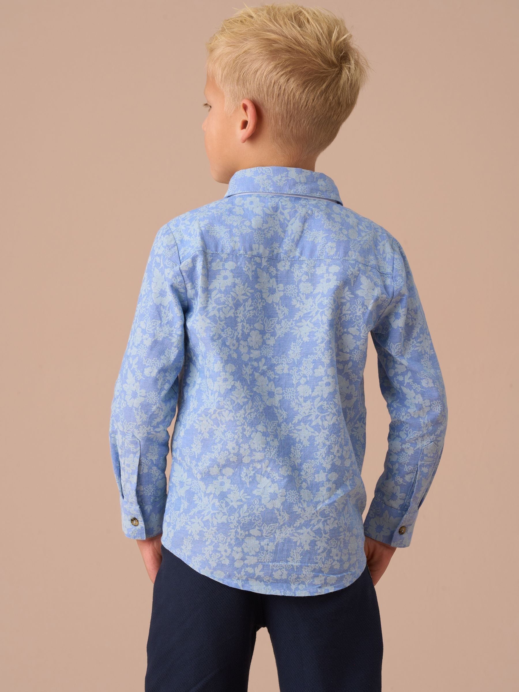 Angel & Rocket Blue Faes Chambray Floral Printed 100% Cotton Shirt