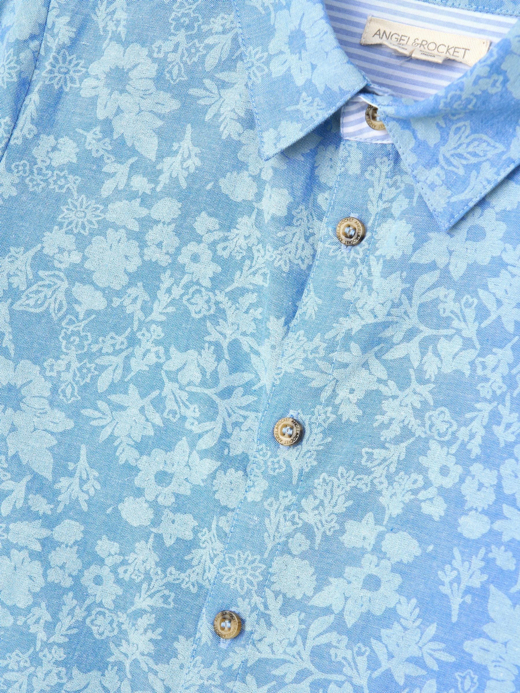 Angel & Rocket Blue Faes Chambray Floral Printed 100% Cotton Shirt