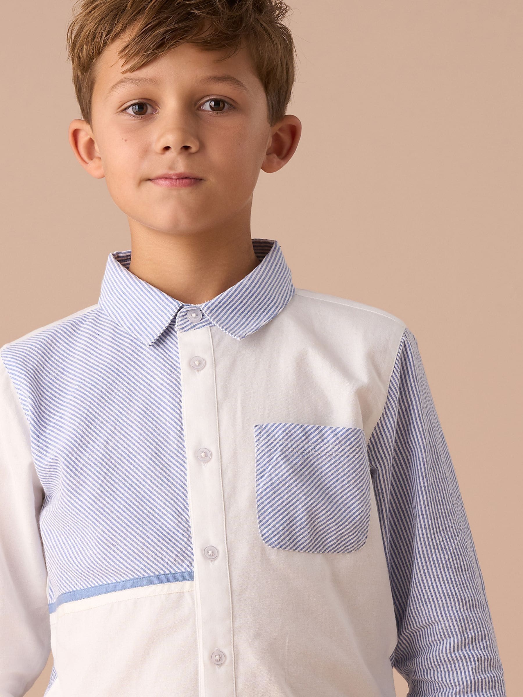 Angel & Rocket Blue Hank Textured Stripe Block 100% Cotton Shirt