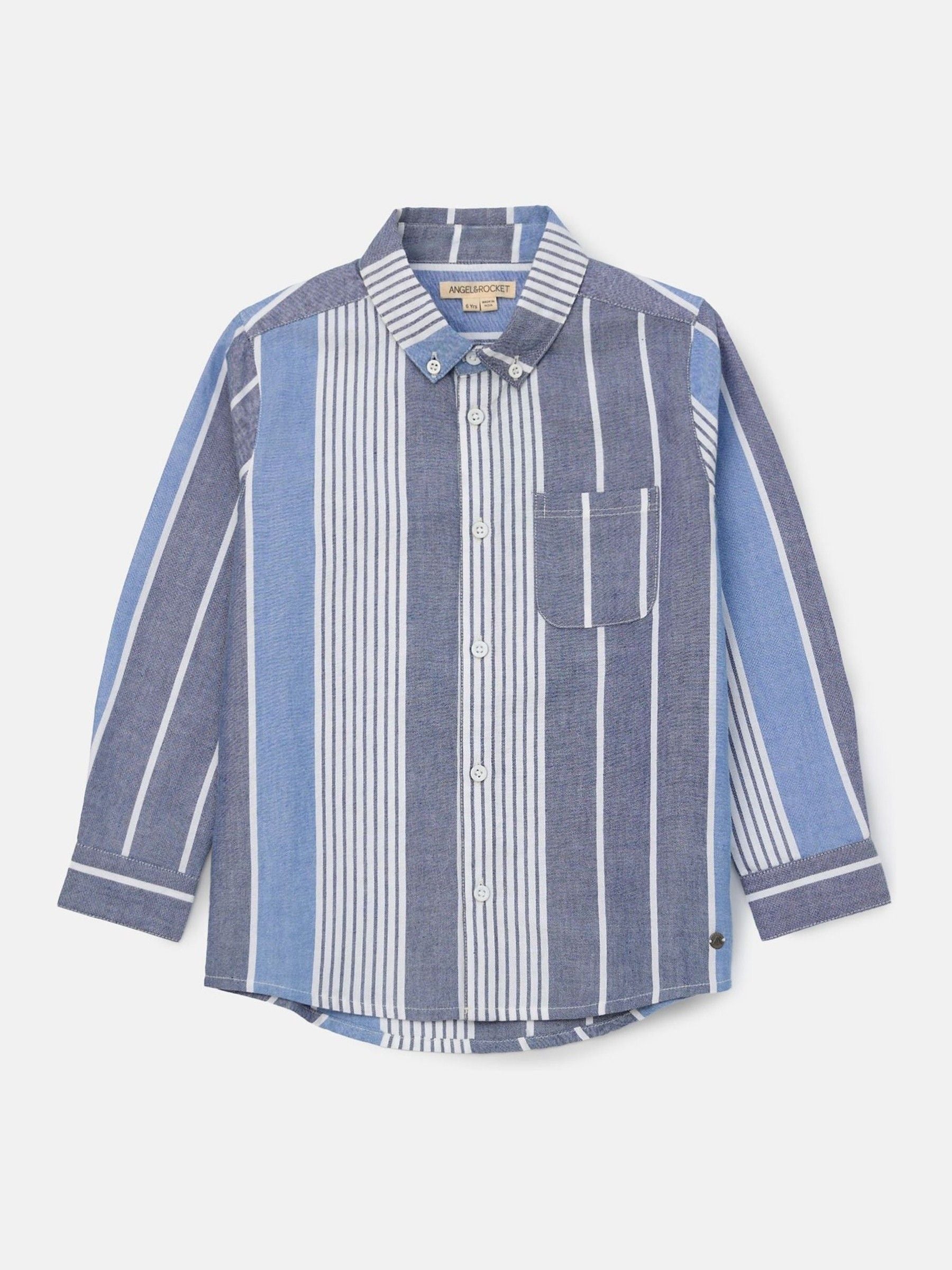 Angel & Rocket Blue Ralph Oxford Stripe 100% Cotton Shirt