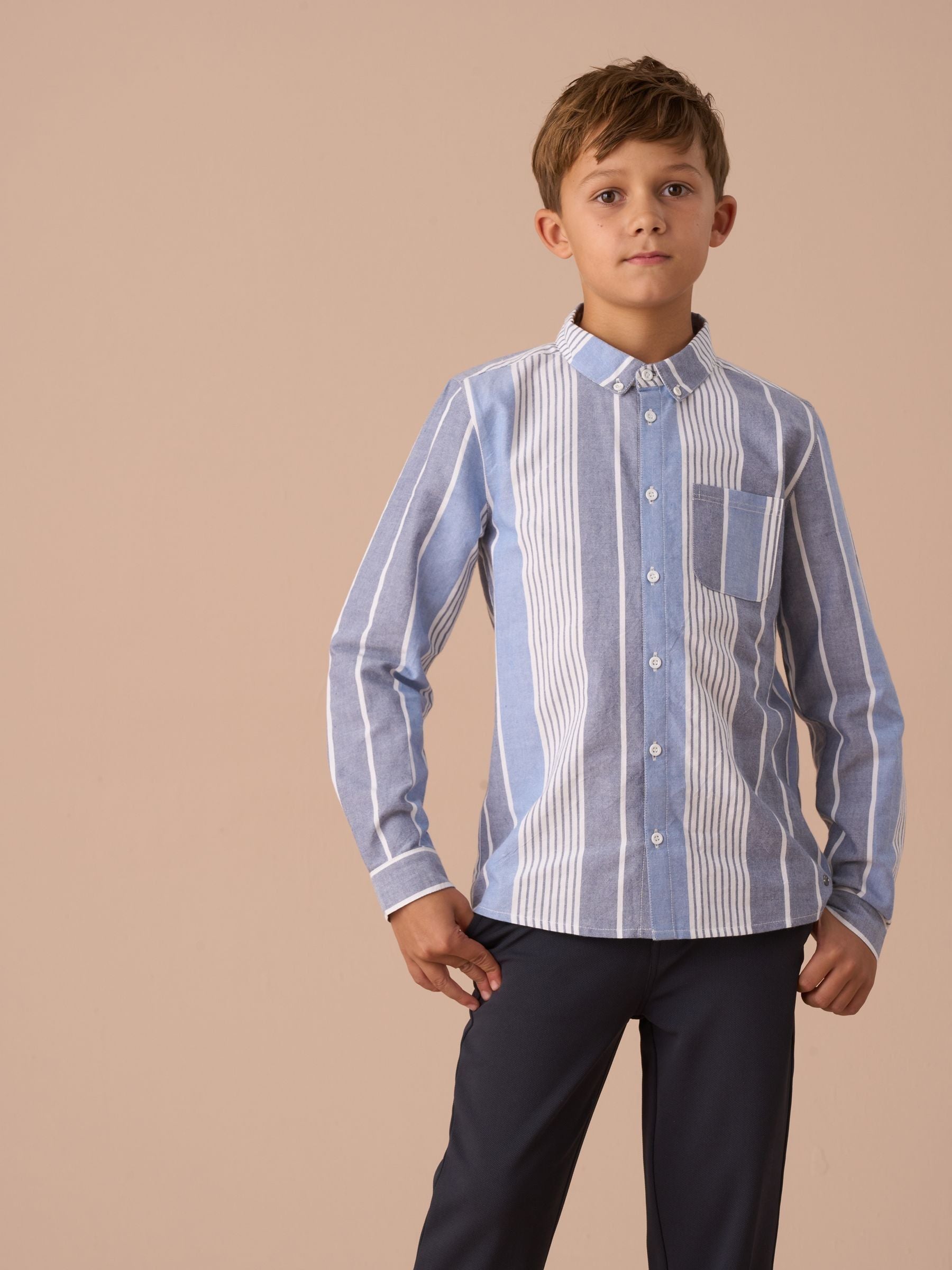 Angel & Rocket Blue Ralph Oxford Stripe 100% Cotton Shirt