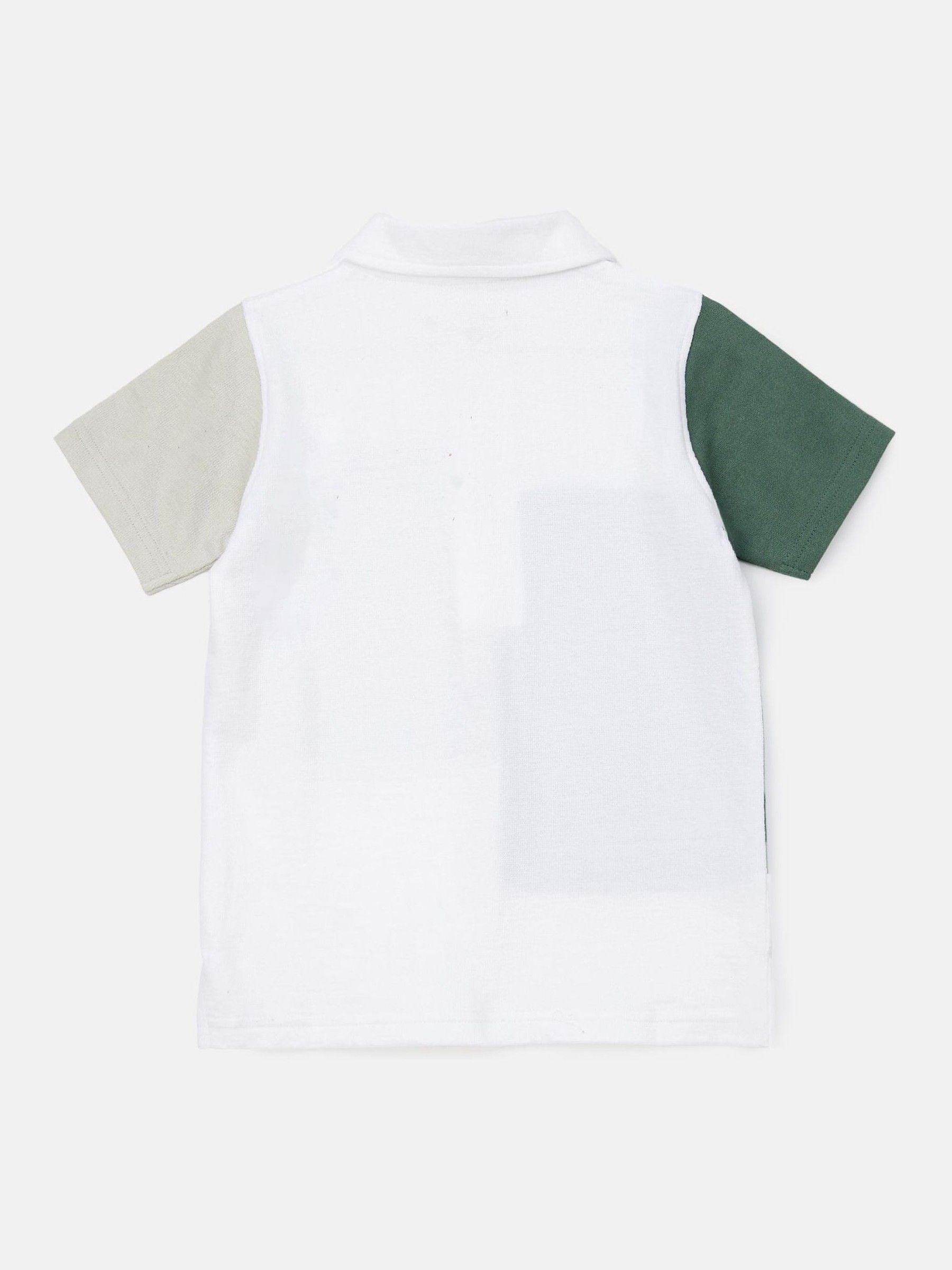 Angel & Rocket White Kane Textured Colourblock 100% Cotton Polo Shirt