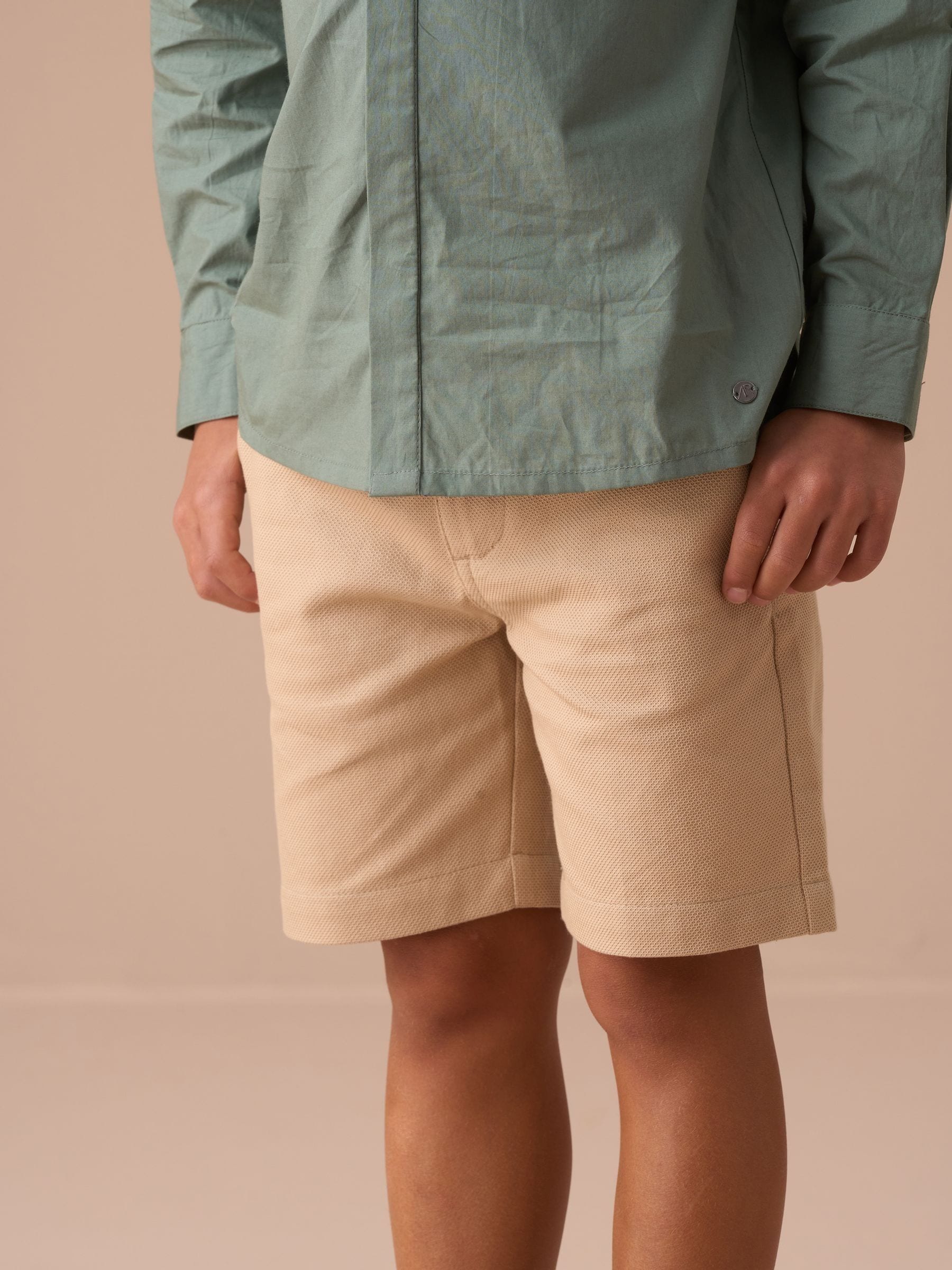 Angel & Rocket Cream Luca Textured Smart 100% Cotton Shorts