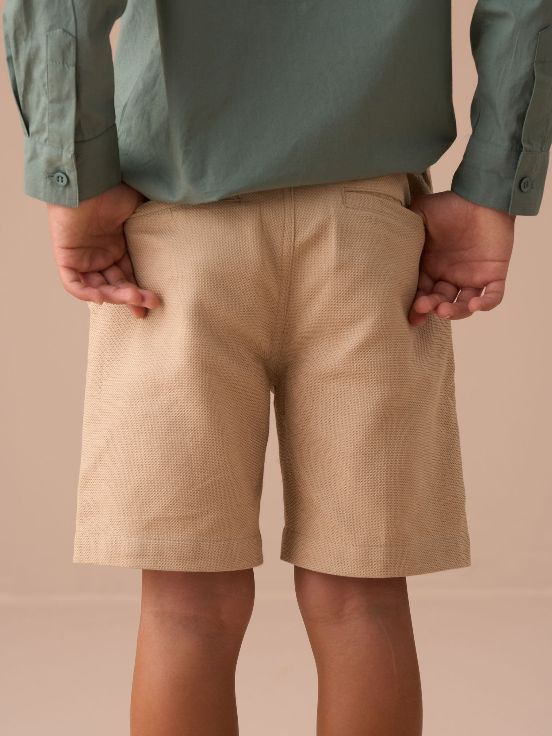 Angel & Rocket Cream Luca Textured Smart 100% Cotton Shorts