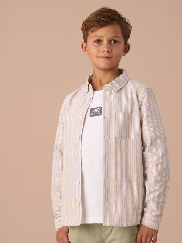 Angel & Rocket Cream Ralph Oxford Stripe 100% Cotton Shirt