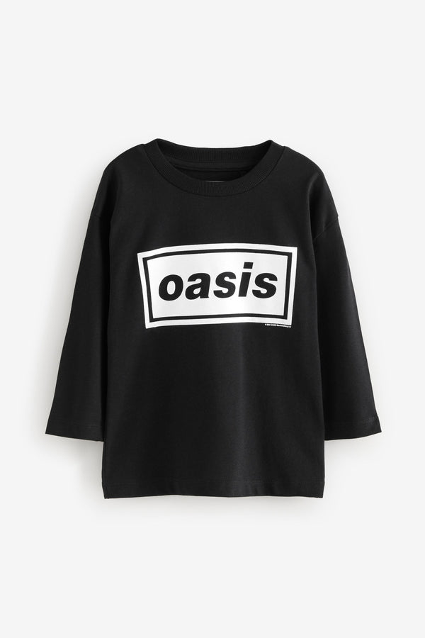 Black 100% Cotton Oasis Long Sleeve T-Shirt (3mths-7yrs)