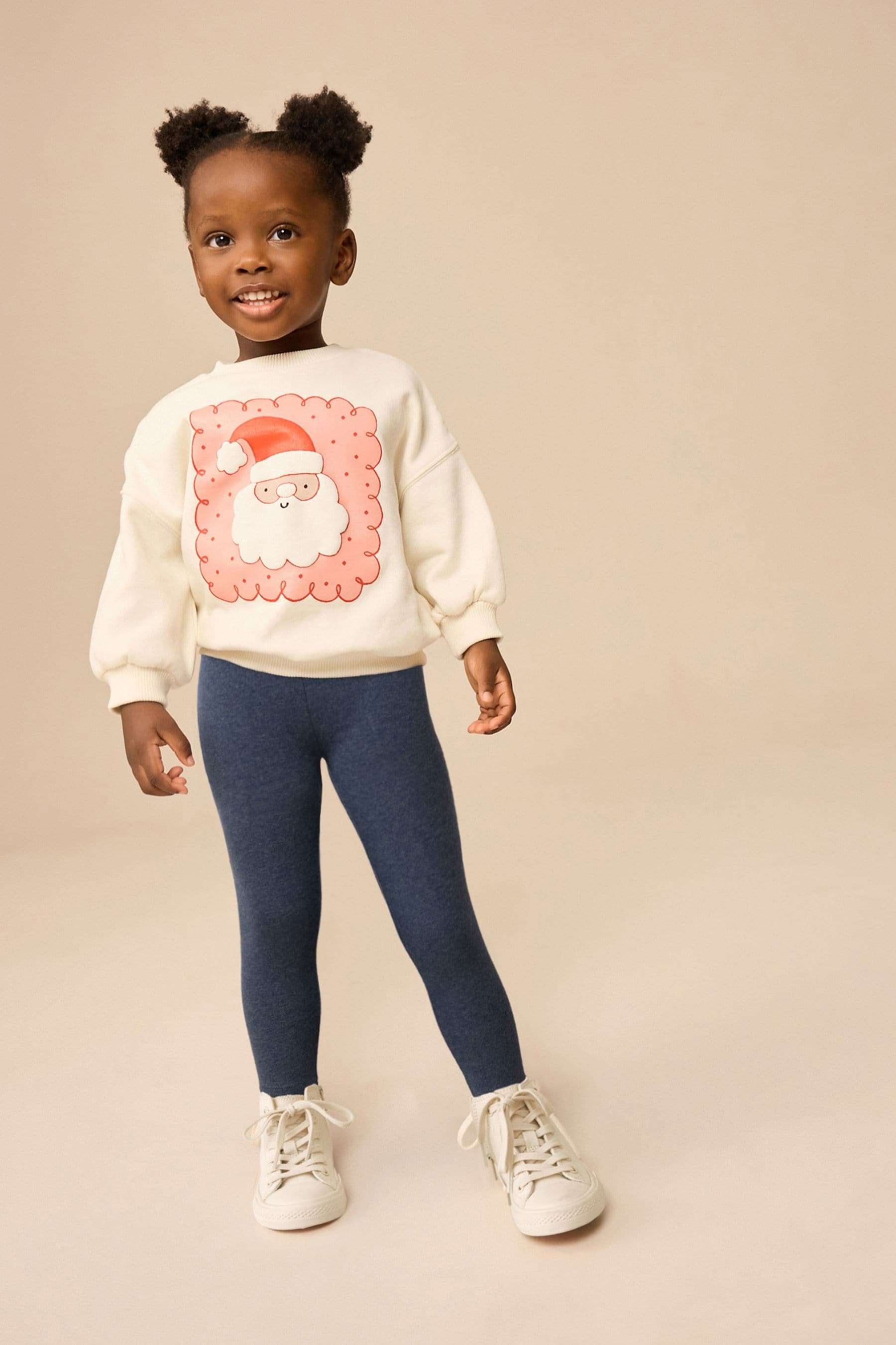 Cream Santa Christmas Crew Sweatshirt and Legging Set (3mths-7yrs)